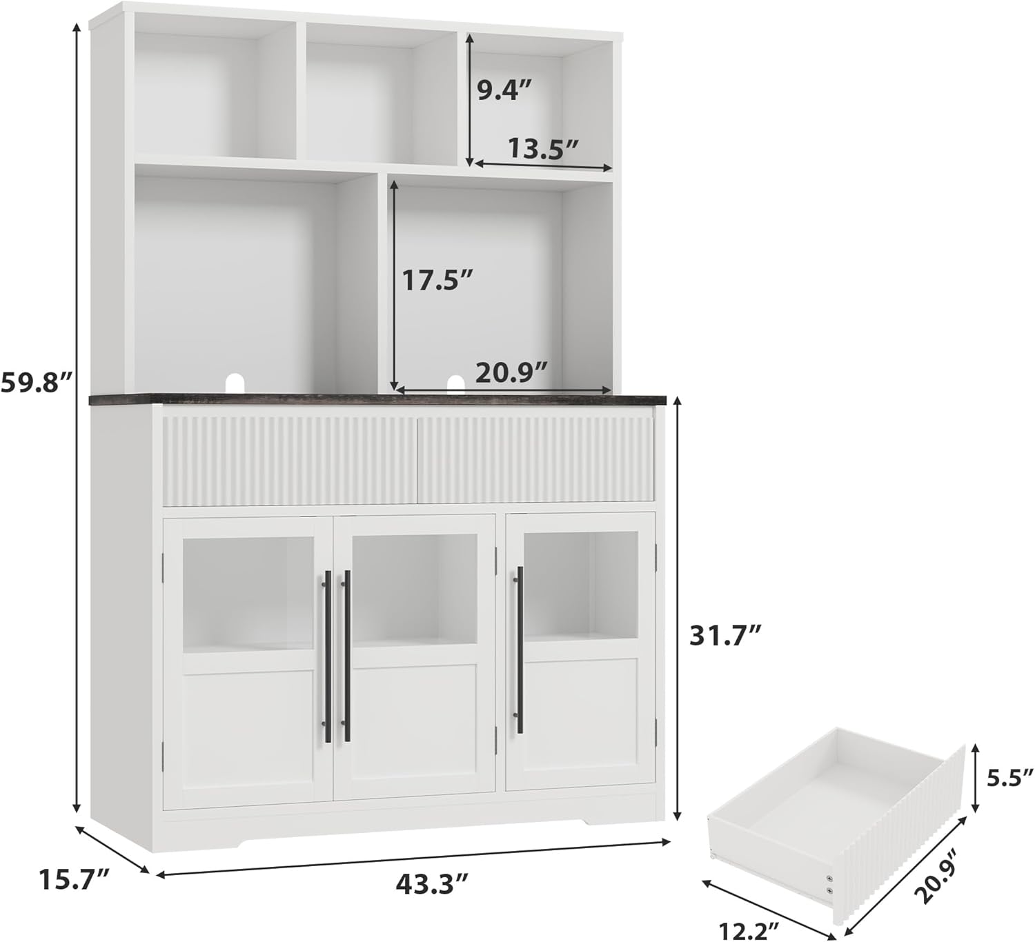 9.4" 13.5" 17.5" 59.8" 20.9" 31.7" 5.5" 15.7" 43.3" 12.2" 20.9"
