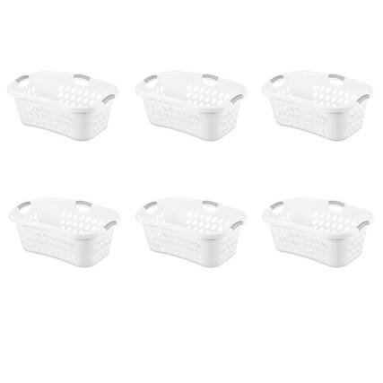 Front. Hivvago - Set of 6 White Laundry Baskets w/ Carry Handles - White.