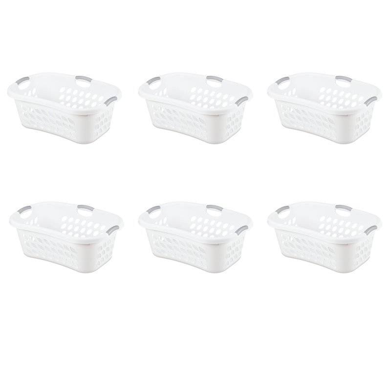 Front. Hivvago - Set of 6 White Laundry Baskets w/ Carry Handles - White.