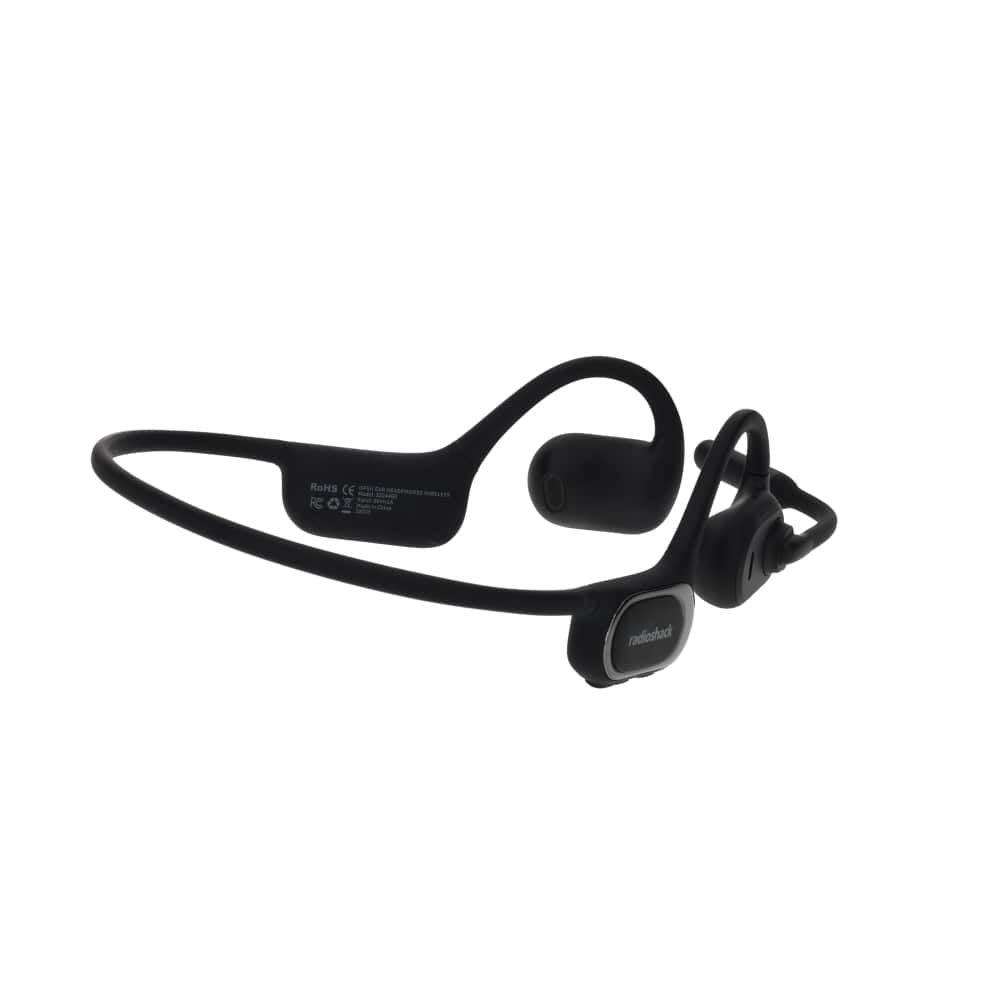 RadioShack - Open-Ear Wireless Headphones with Bone & Air Conduction Audio, Dual-Mic Noise Cancellation, IPX5 3304460 - Black