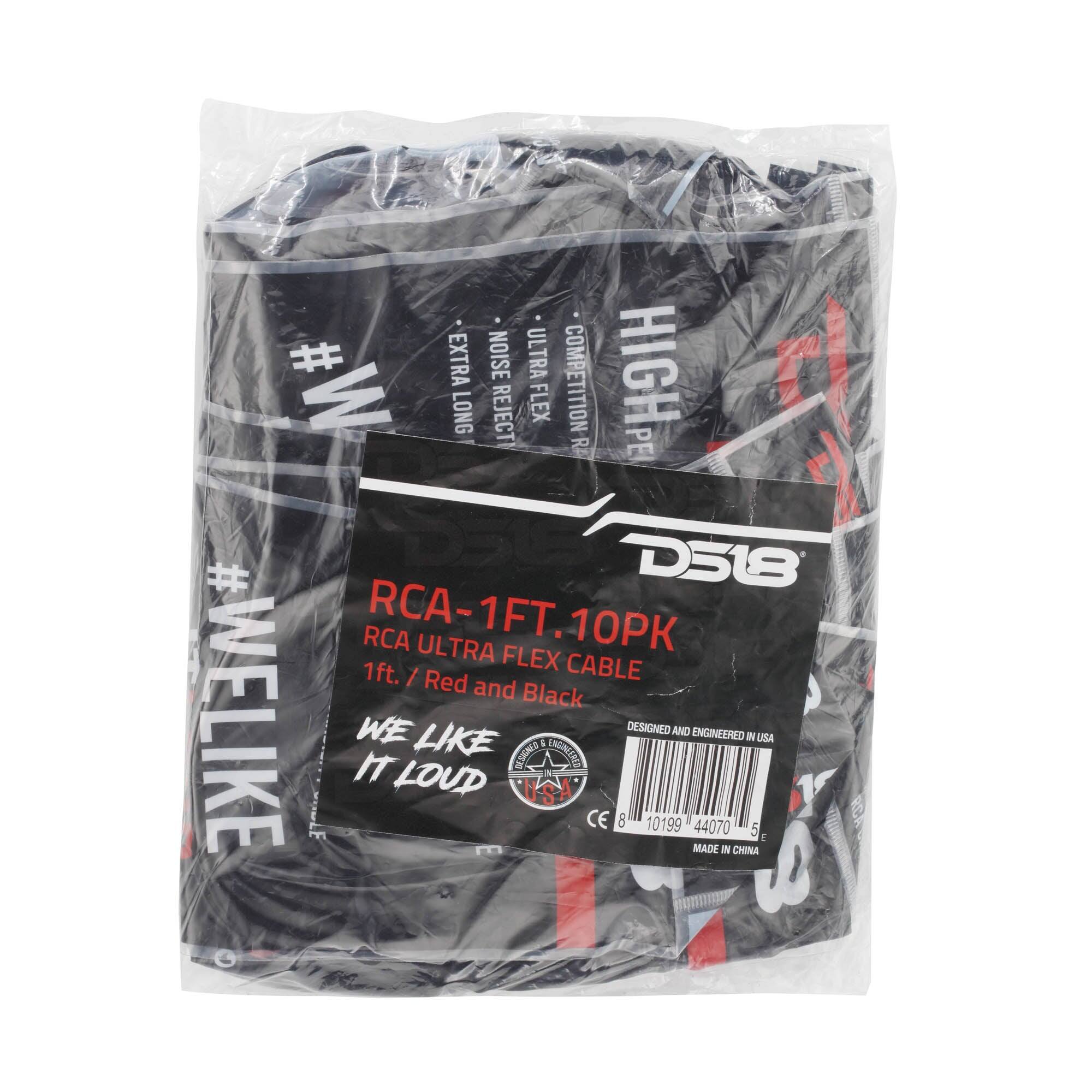 # W EXTRA NOISE ULTRA COMPETITION HIGH LONG REJECTI FLEX RA  
D518 RCA-1FT.10PK RCA ULTRA FLEX CABLE 10PK 1ft. Red and Black  
#WELIKE IT WE LOUD LIKE DESIGNED USA & ENGINEERED CE 8 DESIGNED 10199 AND ENGINEERED MADE 44070 N CHINA DI 5 USA E