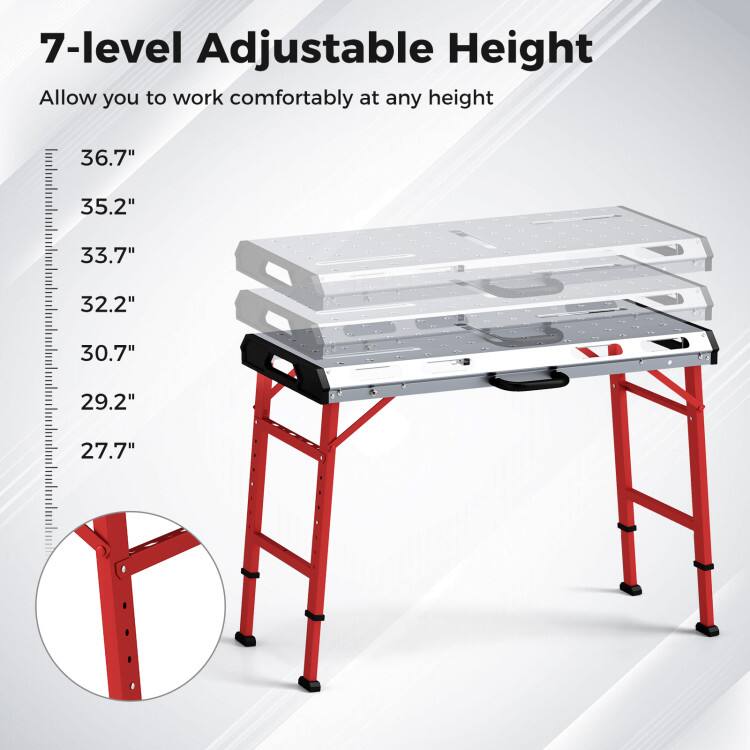 7-level Adjustable Height  
Allow you to work comfortably at any height  
36.7"  
35.2"  
33.7"  
32.2"  
30.7"  
29.2"  
27.7"
