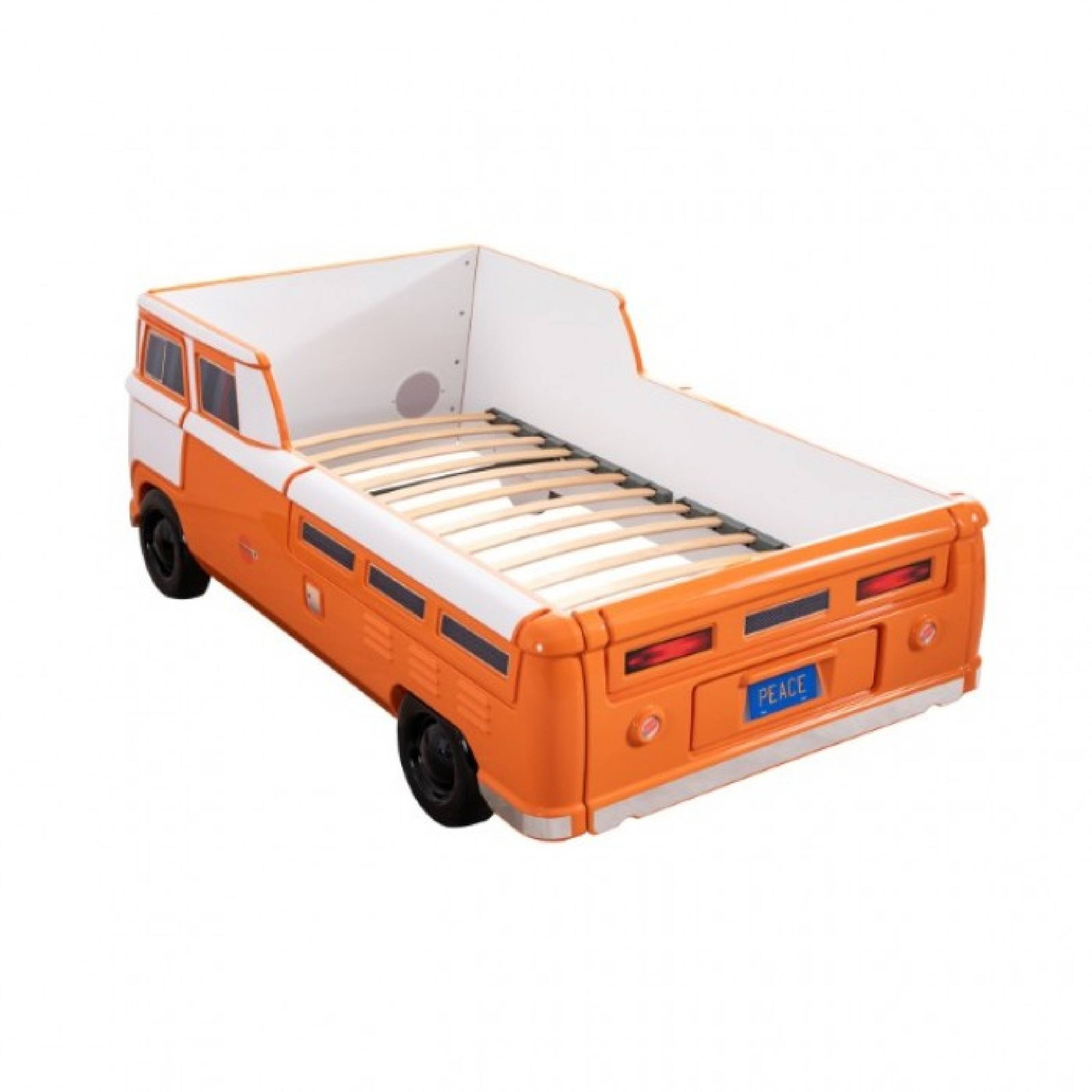 Alt View 3. Manhattan Lane - Xiel Bus Twin Bed, Peace Sign, LED Lights and Sound Effects - Orange.