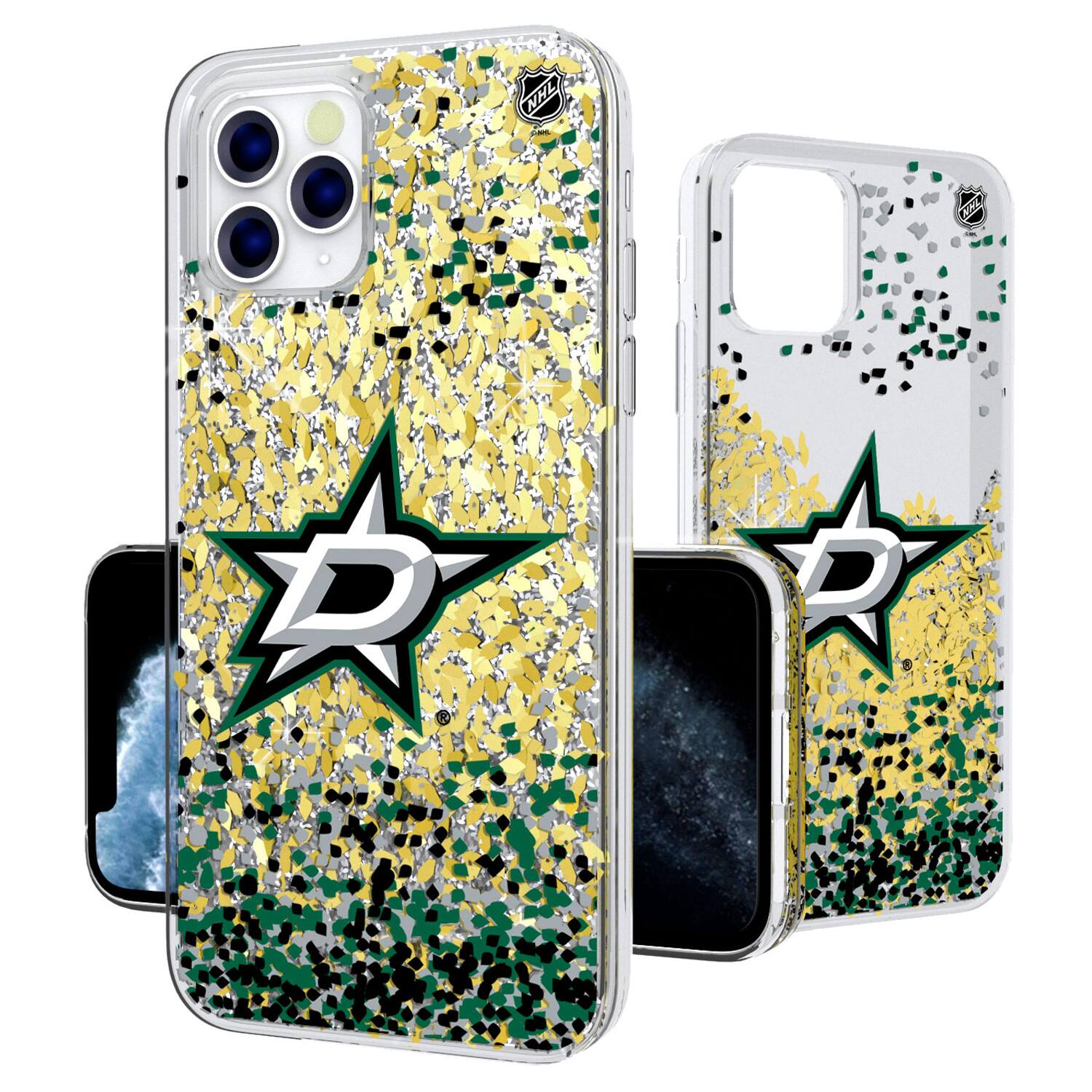 Alt View 1. Keyscaper - Dallas Stars iPhone Confetti Glitter Case - 14 - Multicolor.