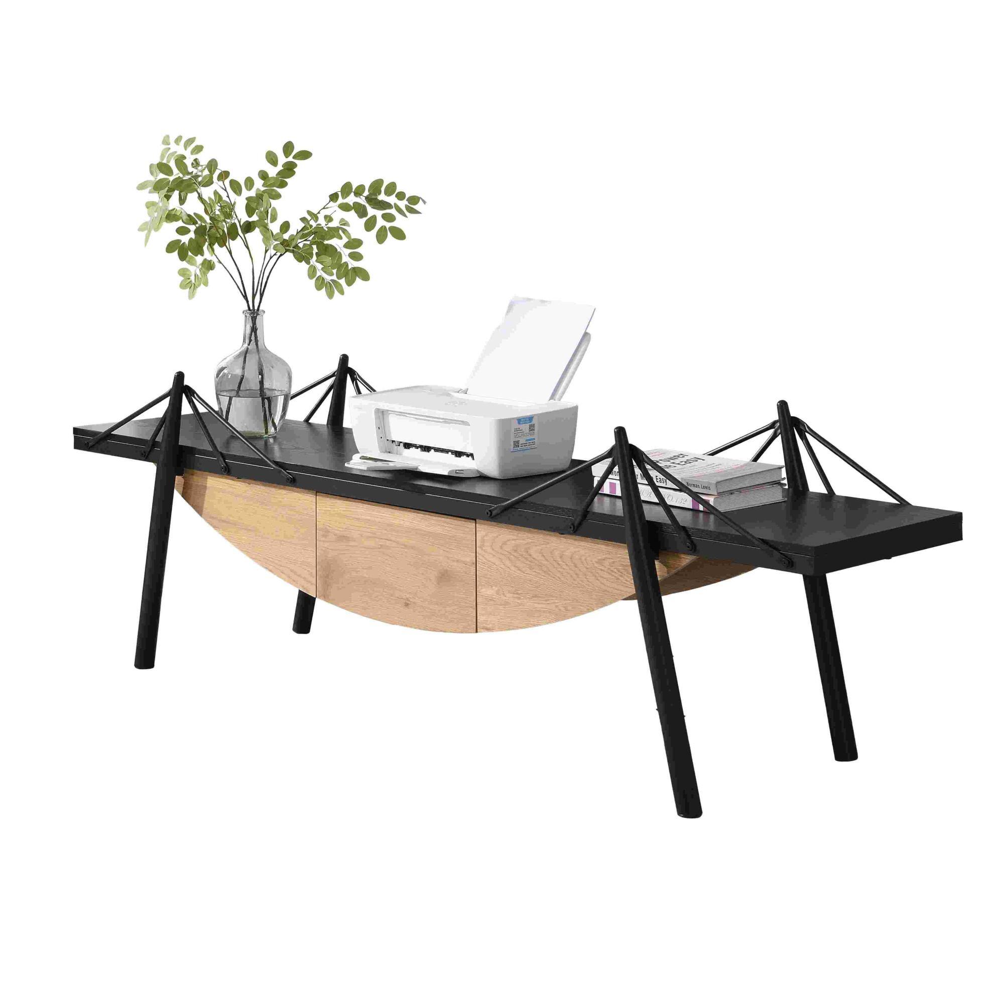 Alt View 1. GOODSILO - Modern Sailboat-Inspired TV Stand with Drawer, Sturdy Metal Support and Storage Cabinet for Living Room and Office - Black.