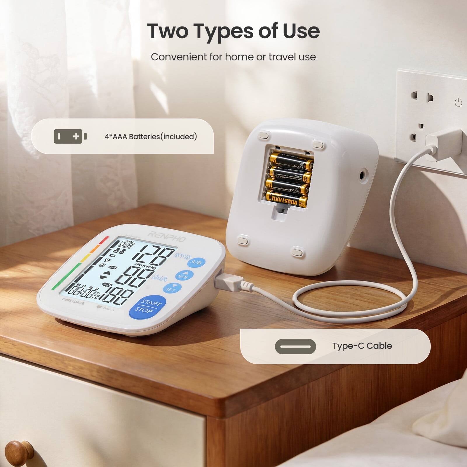 Two Types of Use Convenient for home or travel use

4*AAA Batteries (included)

Type-C Cable