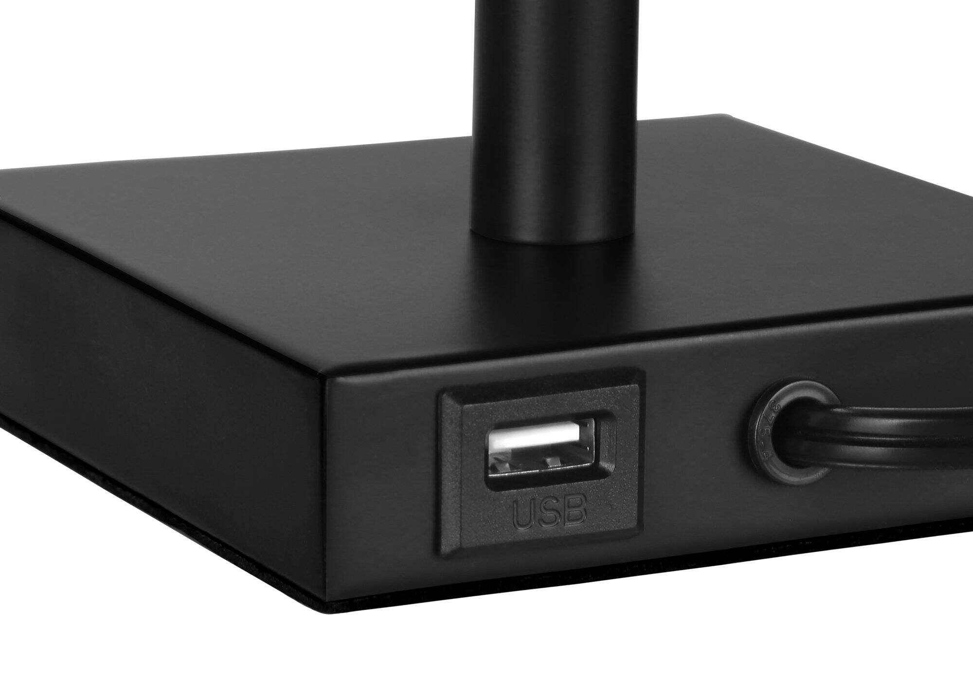 Alt View 3. Luckbyte - 2 Pack 17 Inch Black Metal Table Lamp USB Port Beige Shade Contemporary Lighting.