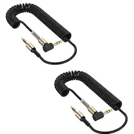 Home Collection - 2Pcs L-Shaped 3.5mm Male to Male AUX Cable - Black