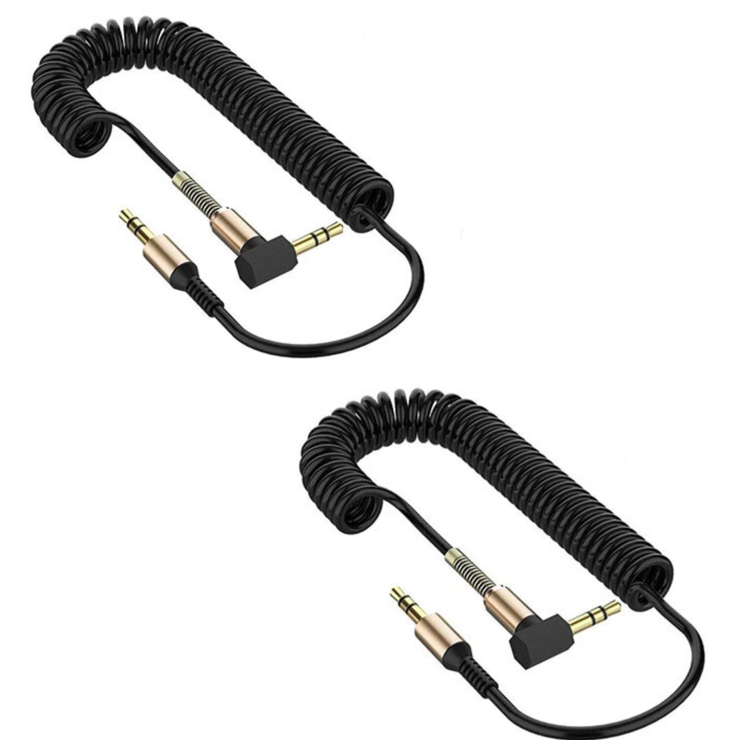 Front. Home Collection - 2Pcs L-Shaped 3.5mm Male to Male AUX Cable - Black.
