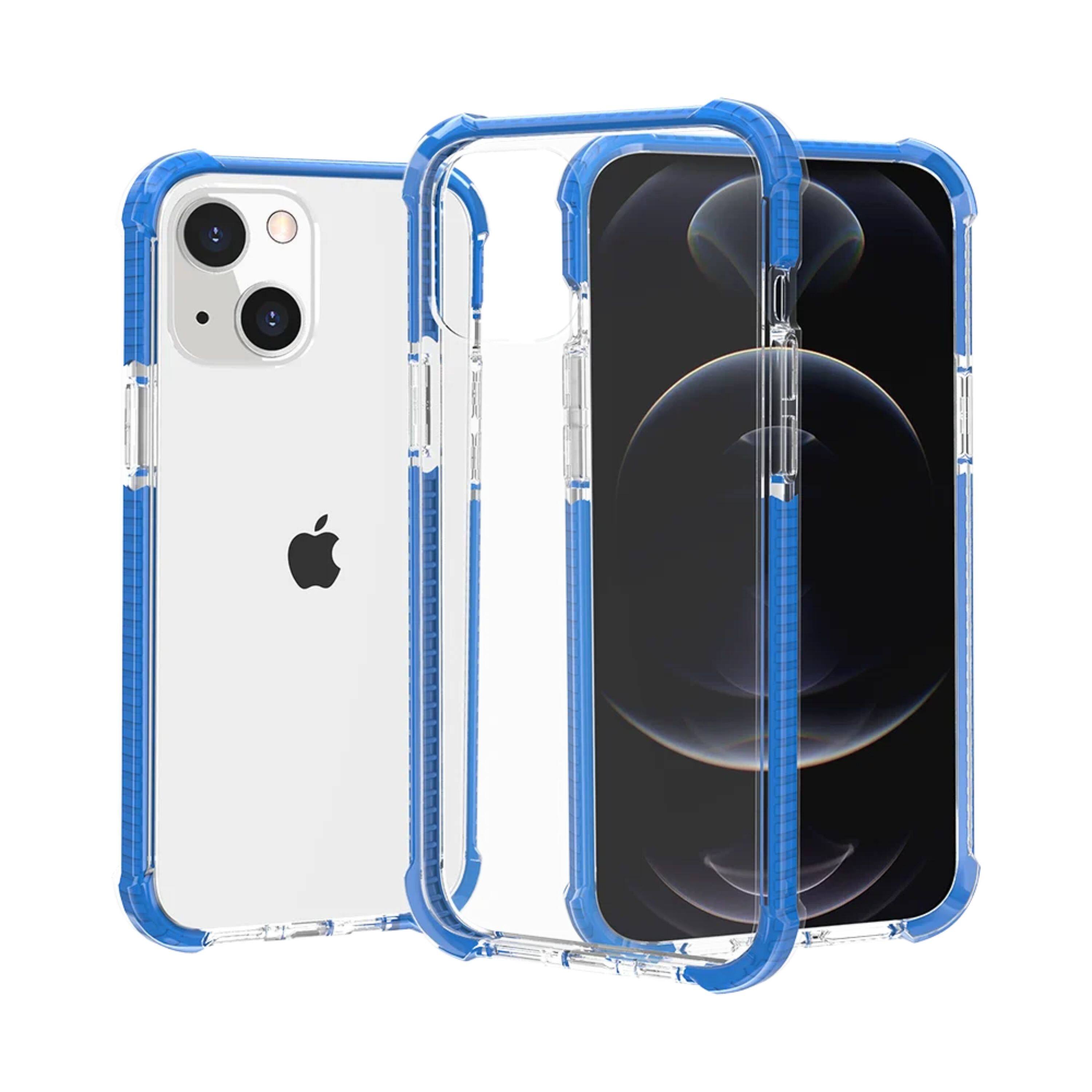 Angle. Kitcheniva - Shockproof Acrylic Transparent Phone Case With 2 Pcs Screen Protectors For iPhone 15 Pro Max Blue - Blue.