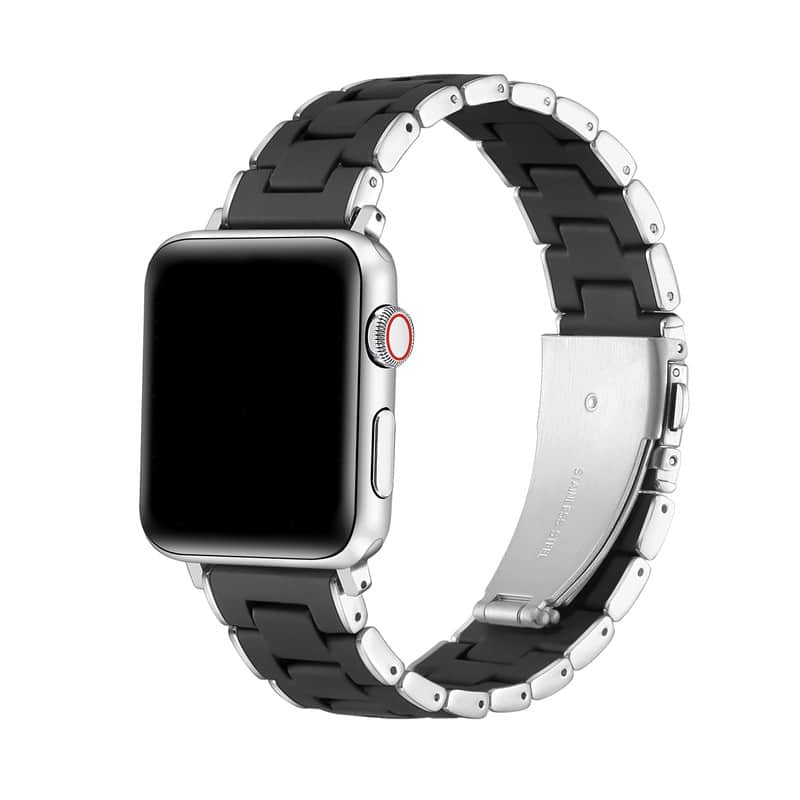 Posh Tech - Orla Silicone and Metal Band for Apple Watch - Black