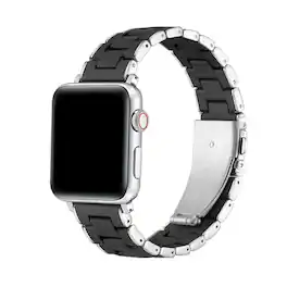 Posh Tech - Orla Silicone and Metal Band for Apple Watch - Black