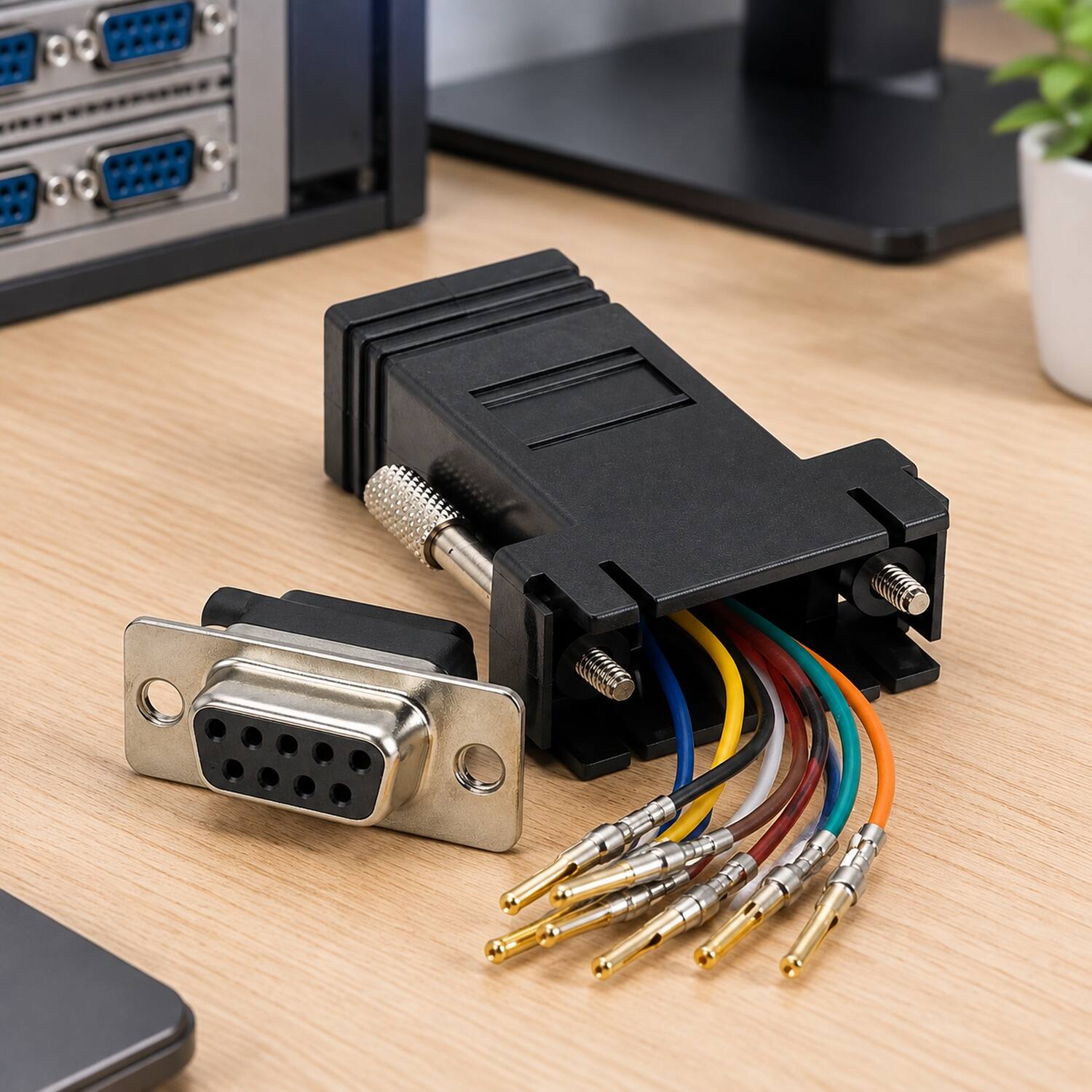 Left. Sanoxy - DB9 Female to RJ-45 Modular Adapter - Black.