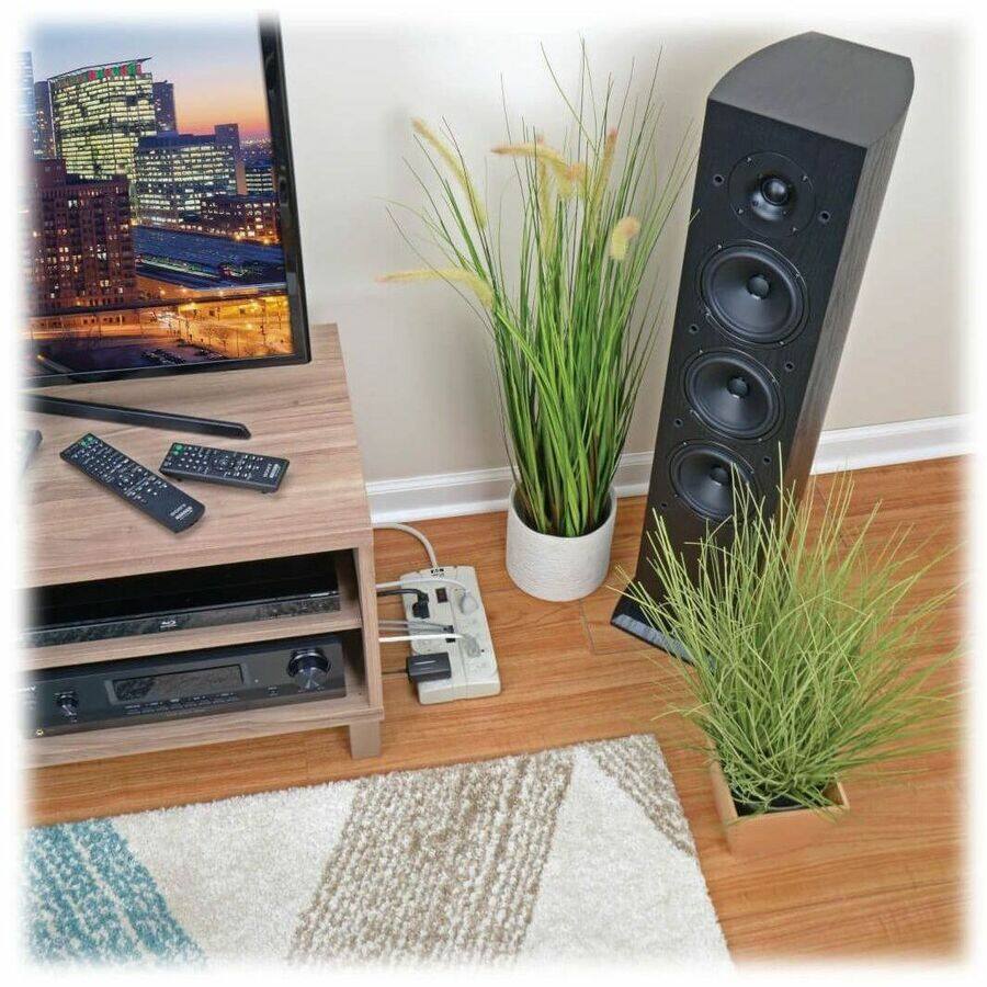 Alt View 5. Tripp Lite - Eaton Tripp Lite Series Protect It! 8-Outlet Computer Surge Protector, 8 ft. (2.43 m) Cord, 2160 Joules, Tel/Modem/Fax - Gray.