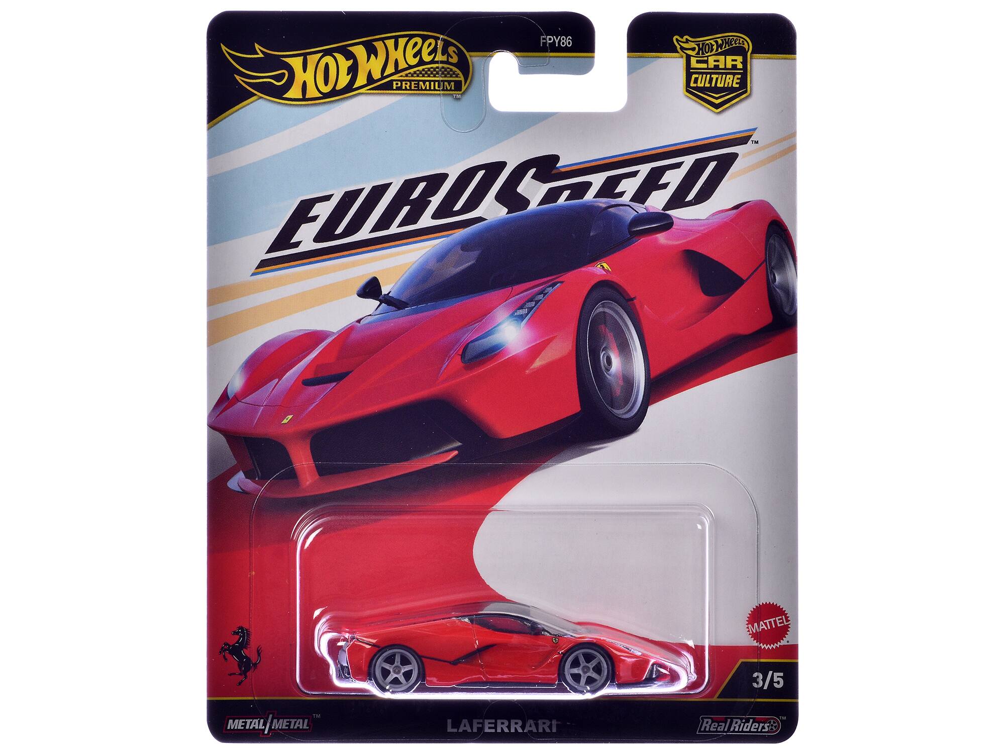 FPY86 Hot Wheels Premium Car Culture 1 in Eurosac 3/5 IM Metal Metal Metal Metal LaFerrari e Real Riders