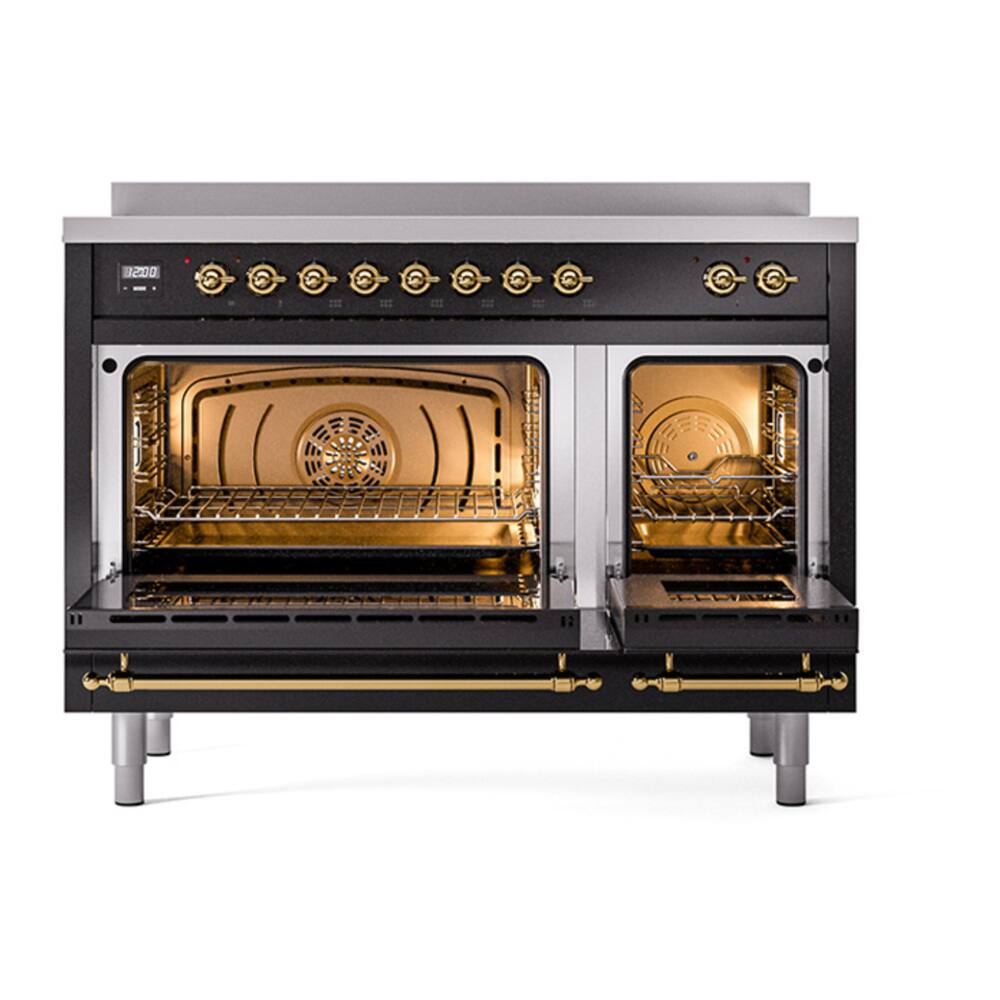 Alt View 1. ILVE - ILVE Nostalgie II 48 inch Induction Range with 6 Induction Elements (Glossy Black) - Glossy Black.