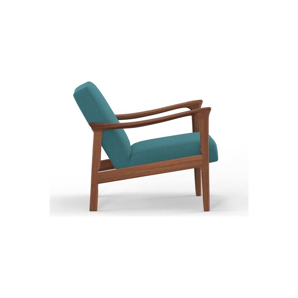Angle. Alpine Furniture - Zephyr Lounge Chair - Medium Brown-Turquoise.