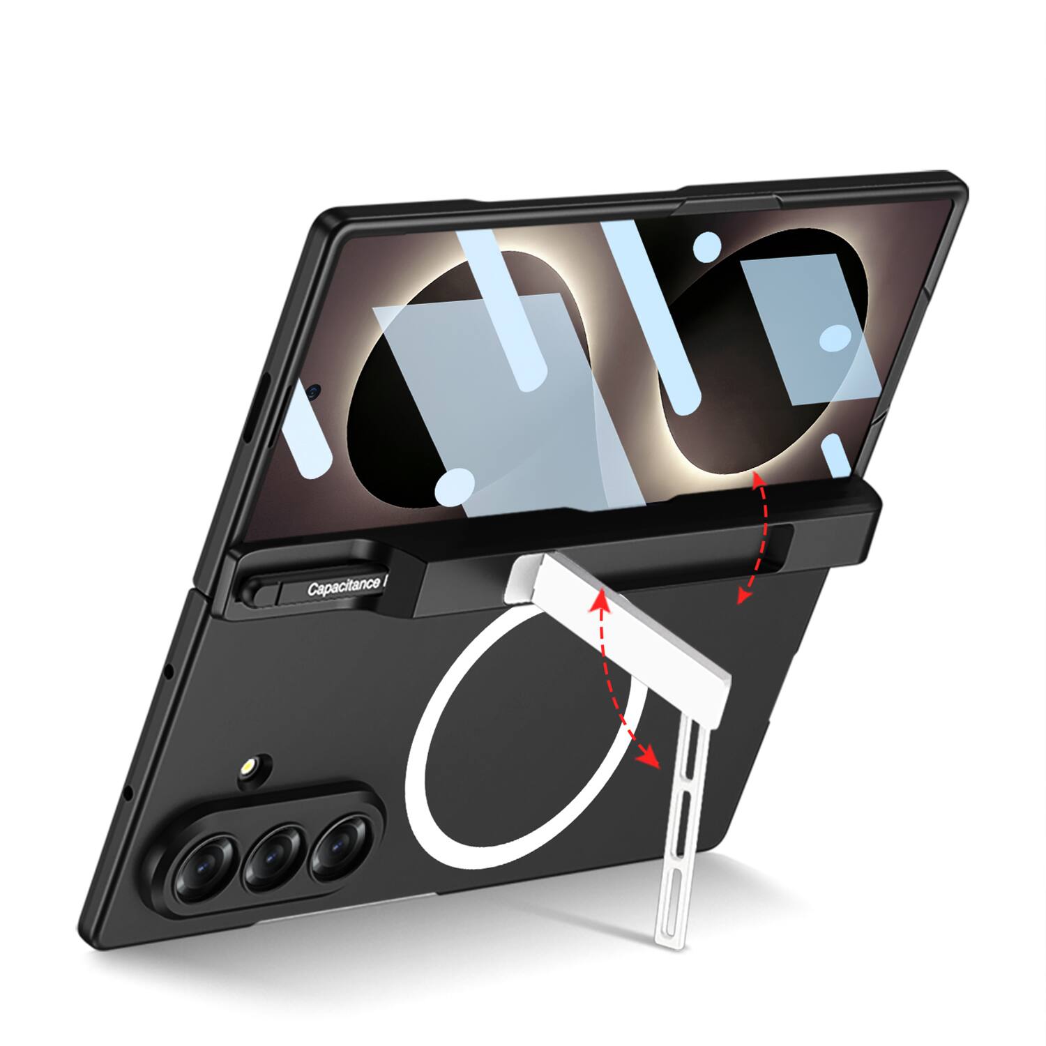 Alt View 1. Dteck - for Samsung Galaxy Z Fold8 Ultra Magnetic Case with Hinge Protection,Built-in Screen Protector,Pen Holder & Kickstand - Titaniumgray.