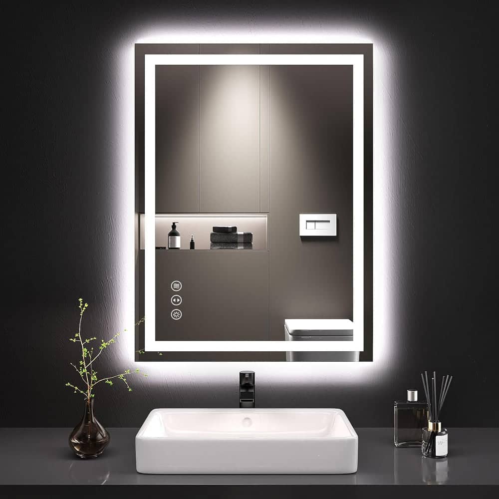 Boyel Living - 32x24 inch IP54 Waterproof LED Bathroom Mirror Anti Fog Dimmable Adjustable Color Temperature - Silver