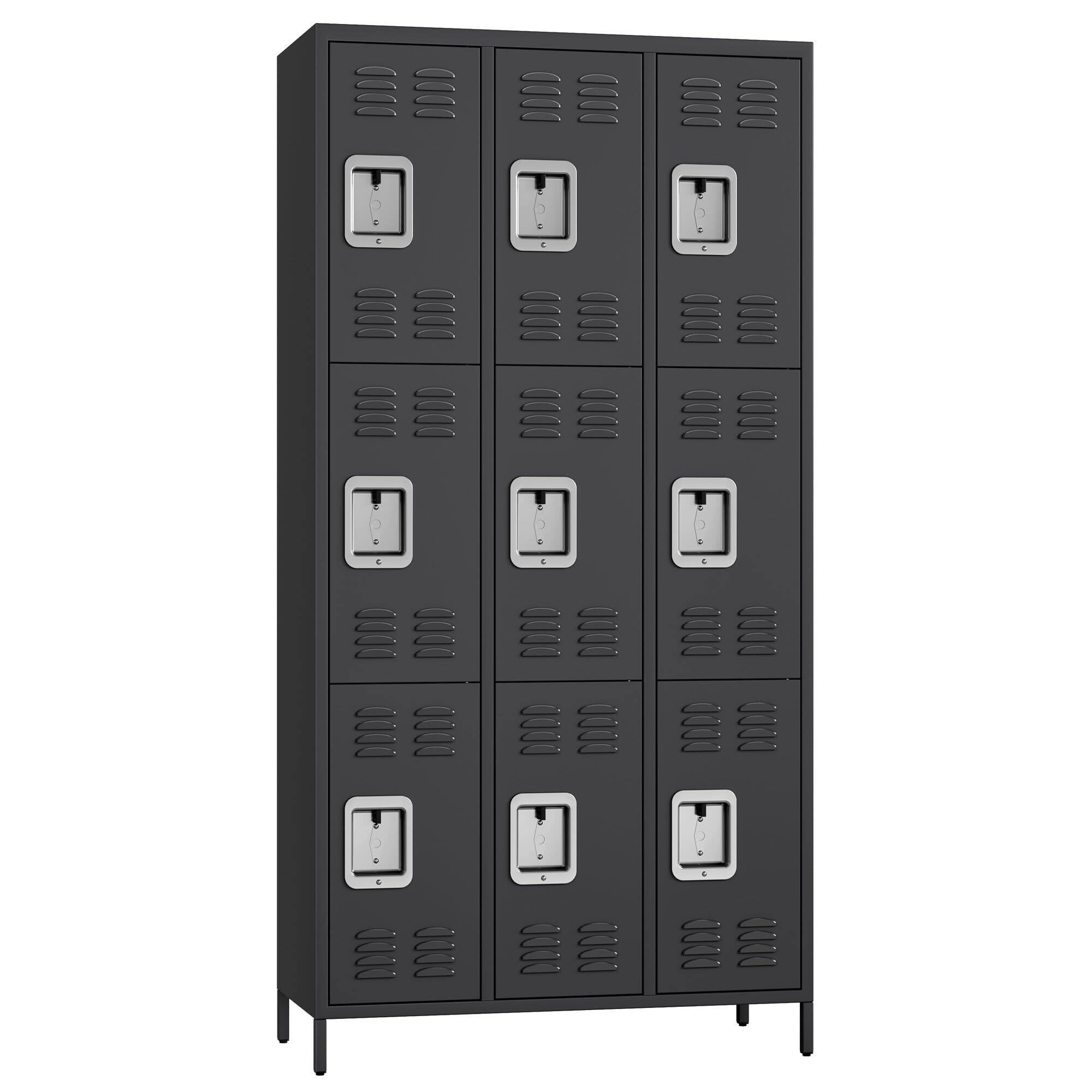 Alt View 5. Acekool - 9 Doors Employee Lockers for Office, Metal Sorage Locker Combination, Lockable Employees Metal Locker with Door - Black.