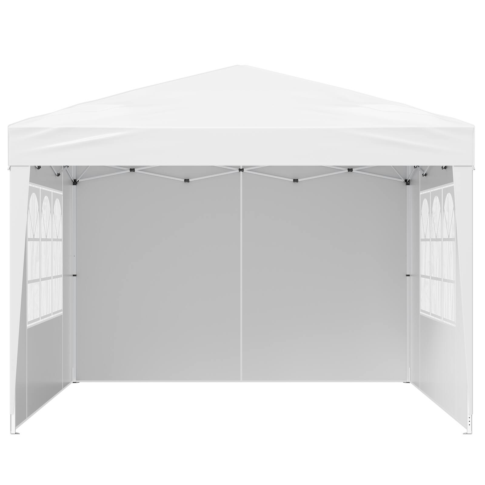 Alt View 5. VEVOR - 10 x 10 FT Pop-Up Canopy Tent with Adjustable Height, 3 Sidewalls, and 2 Ventilated Windows, Portable Outdoor Shelter - White.
