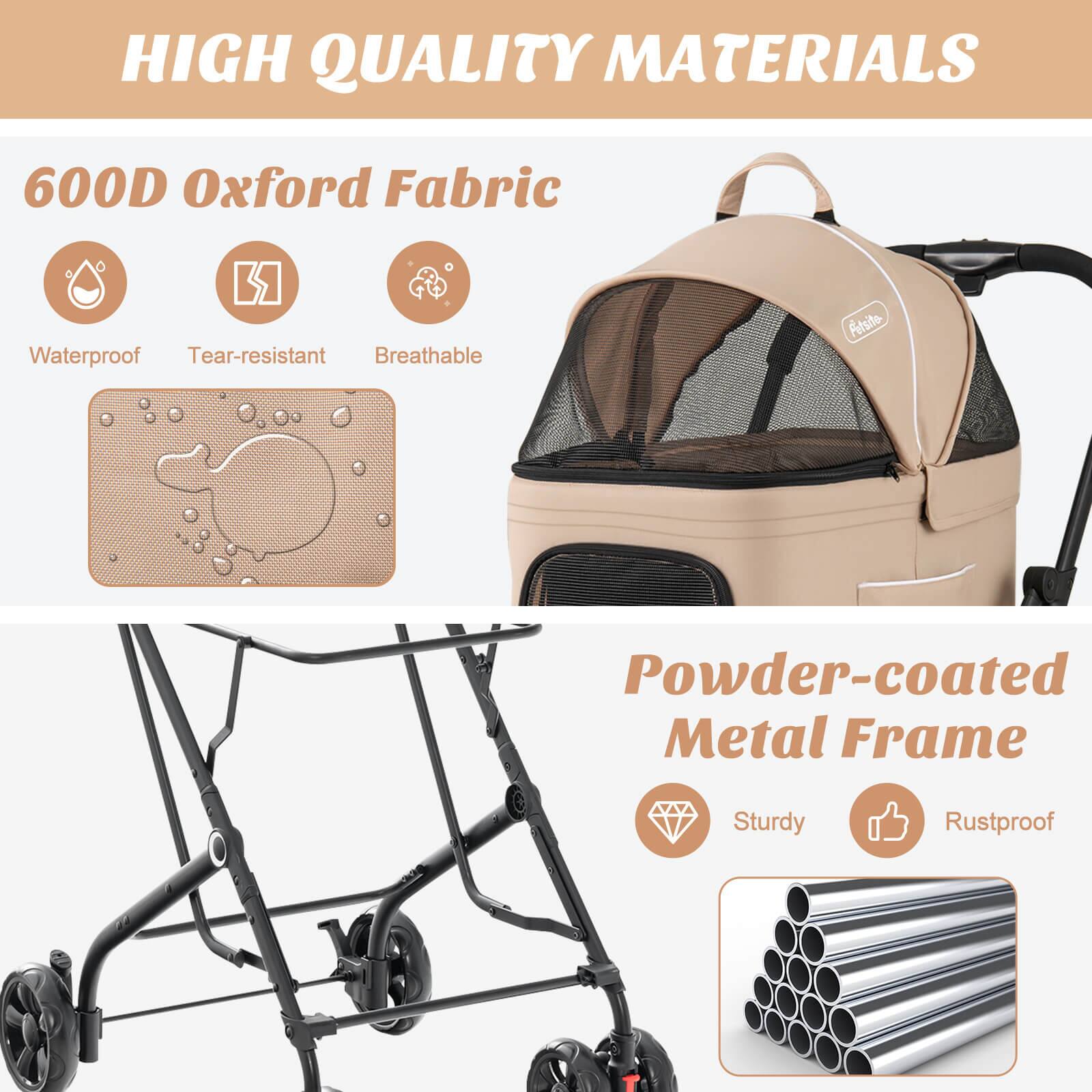 HIGH QUALITY MATERIALS

600D Oxford Fabric
- Waterproof
- Tear-resistant
- Breathable

Powder-coated Metal Frame
- Sturdy
- Rustproof