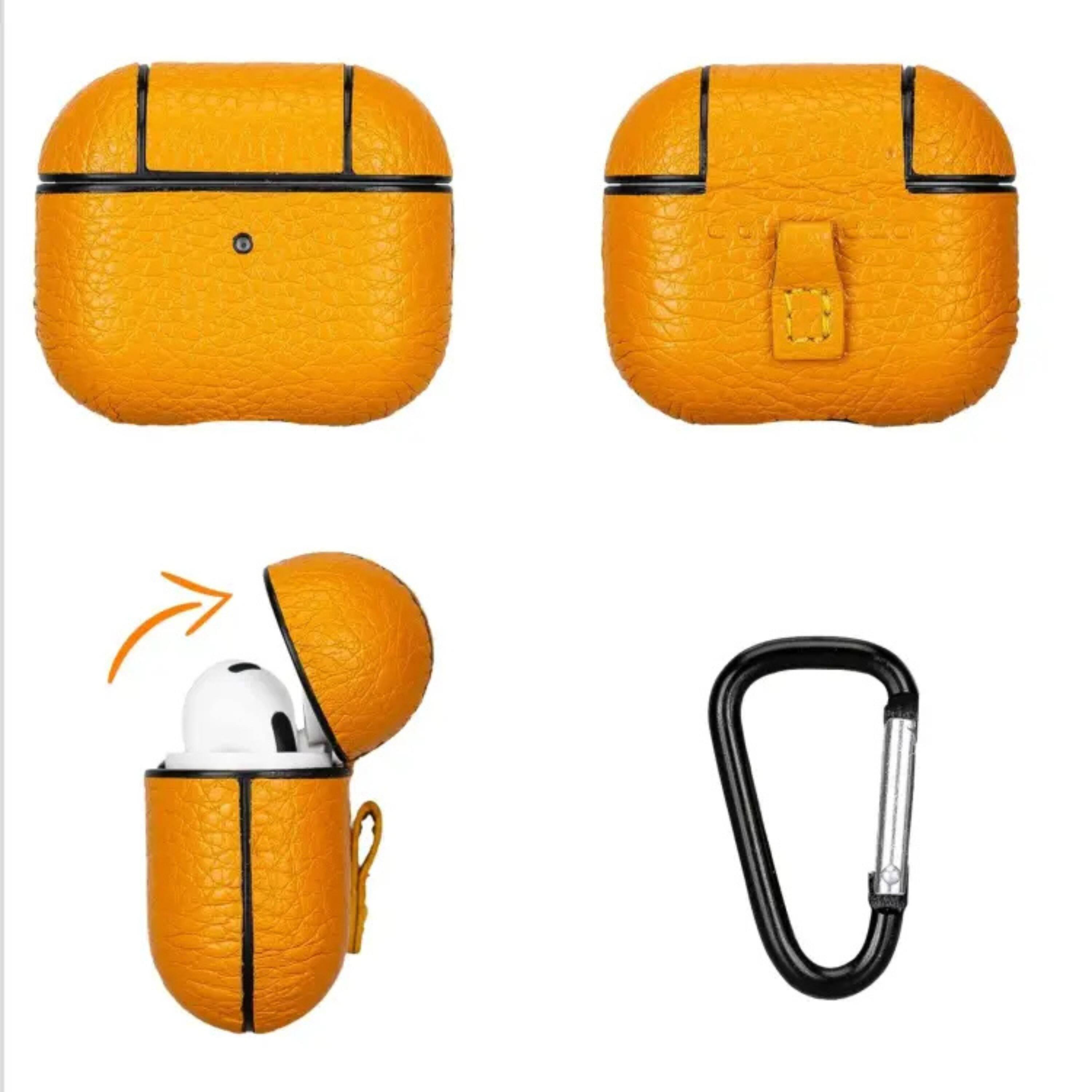 Left. Kitcheniva - Premium Leather Case for AirPods 3 Shockproof Cover Yellow - Yellow.