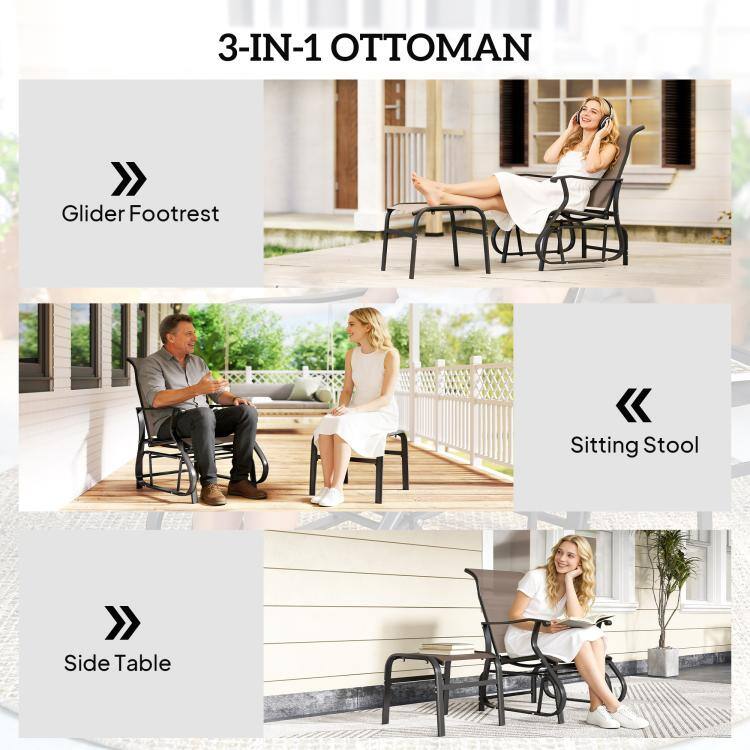 3-IN-1 OTTOMAN

- Glider Footrest
- Sitting Stool
- Side Table