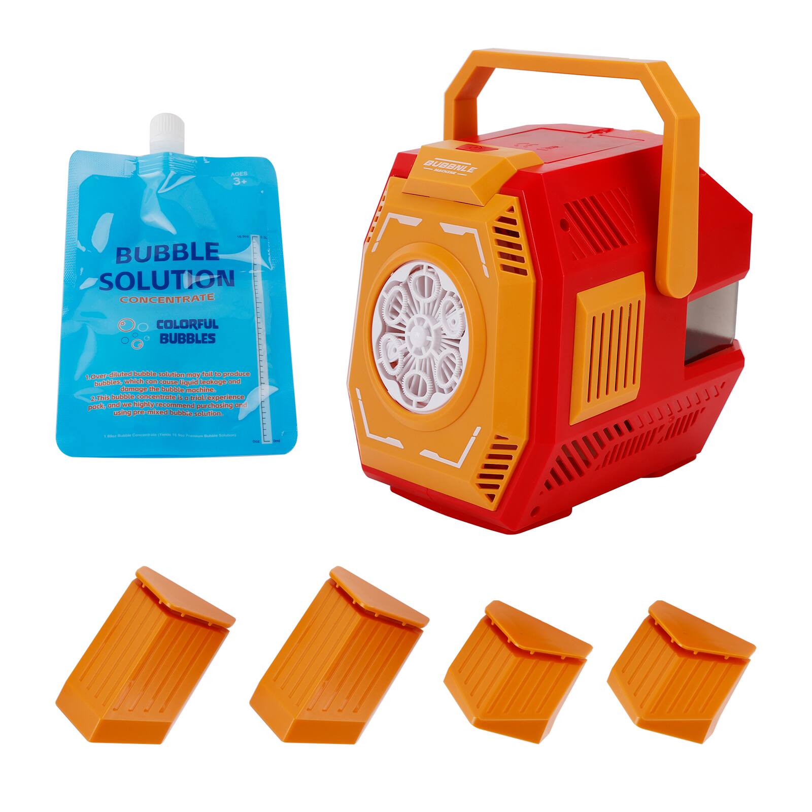BUBBLE SOLUTION CONCENTRATE  
COLORFUL BUBBLES  

1. Over-diluted bubble solution may fail to produce bubbles.  
2. This bubble concentrate is a trial experience pack.  
3. Highly recommend purchasing and using pre-mixed bubble solution.
