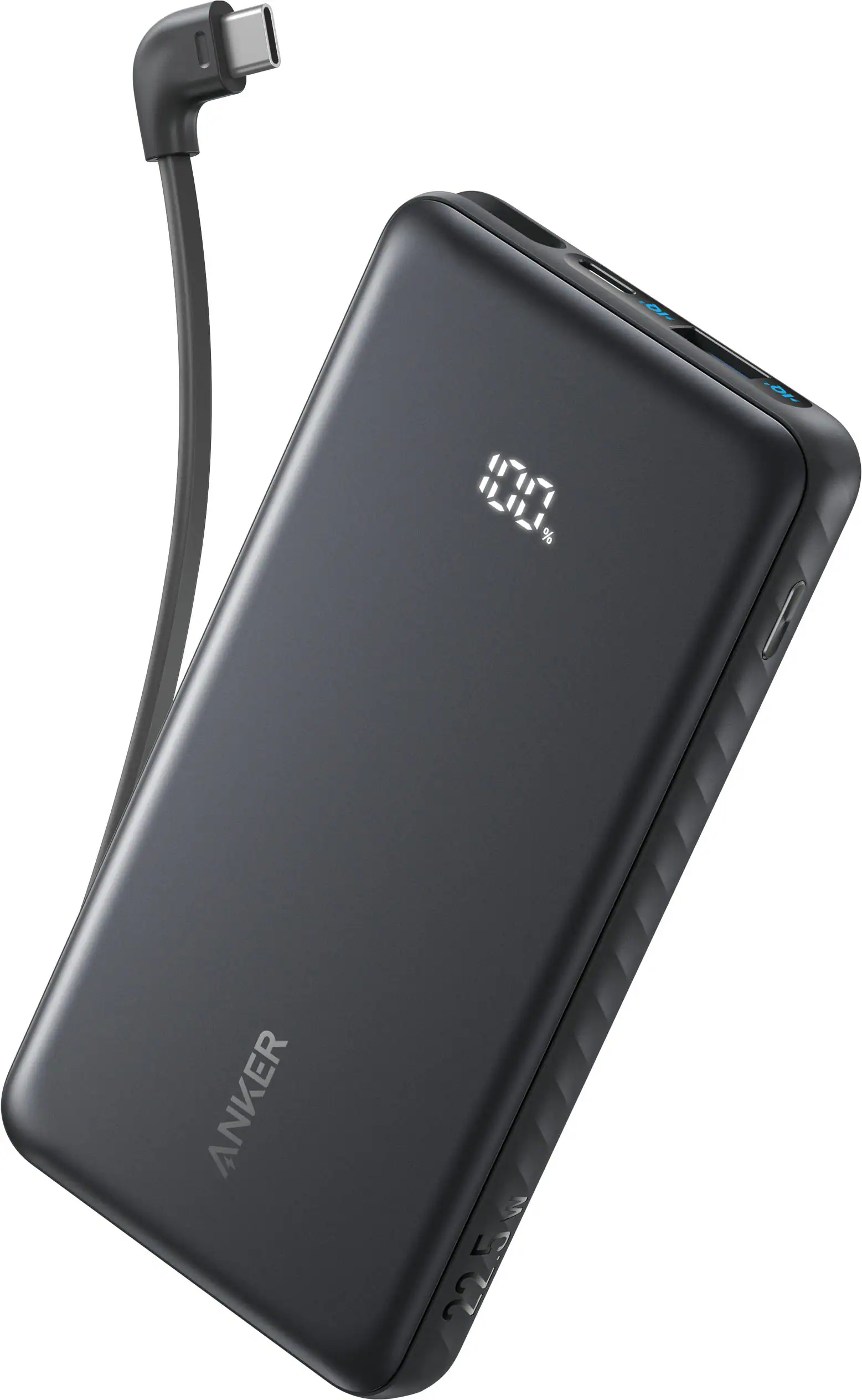 Anker - Power Bank (10K, 22.5W, Built-In USB-C Cable) - Black