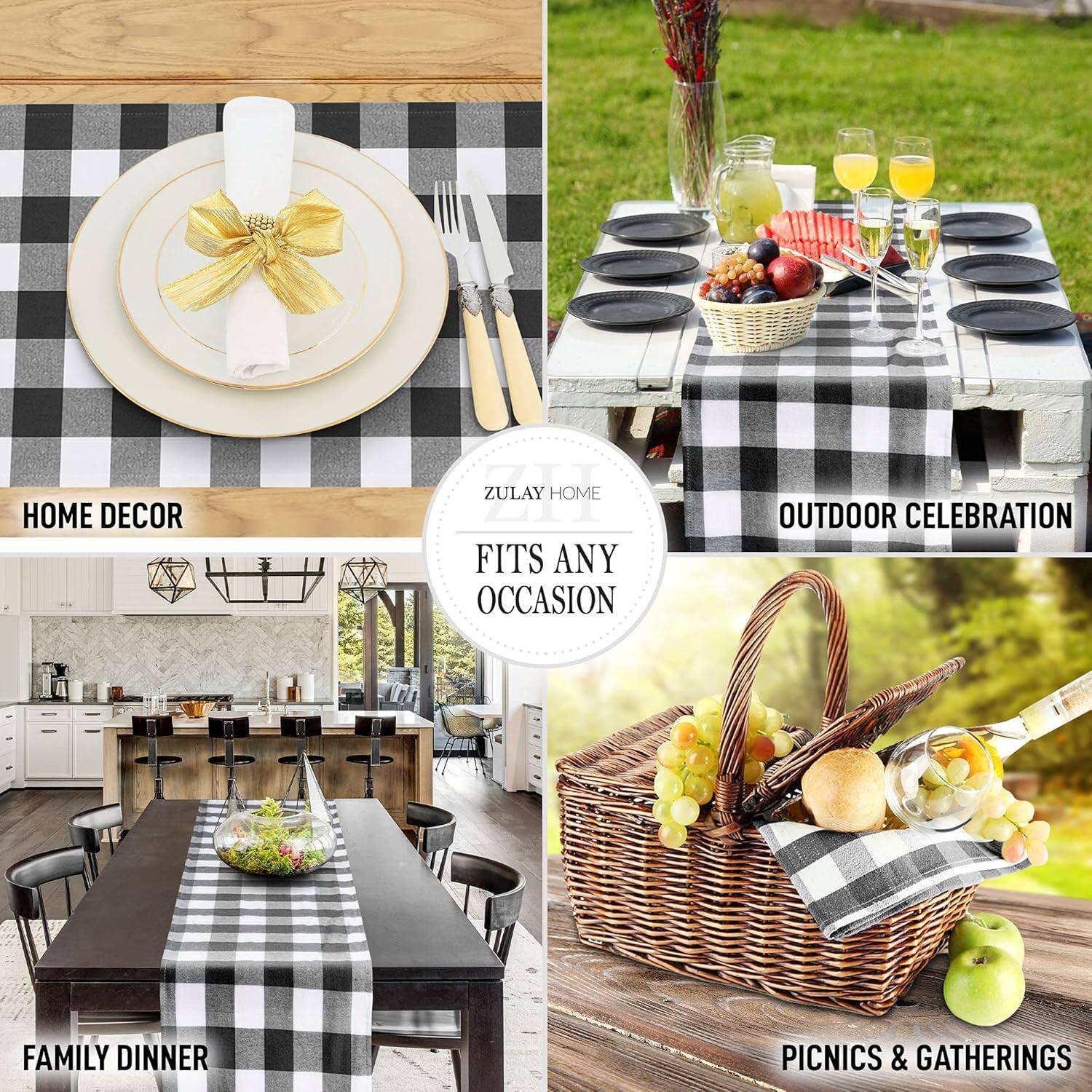 HOME DECOR  
ZULAY HOME  
FITS ANY OCCASION  

OUTDOOR CELEBRATION  
FAMILY DINNER  
PICNICS & GATHERINGS