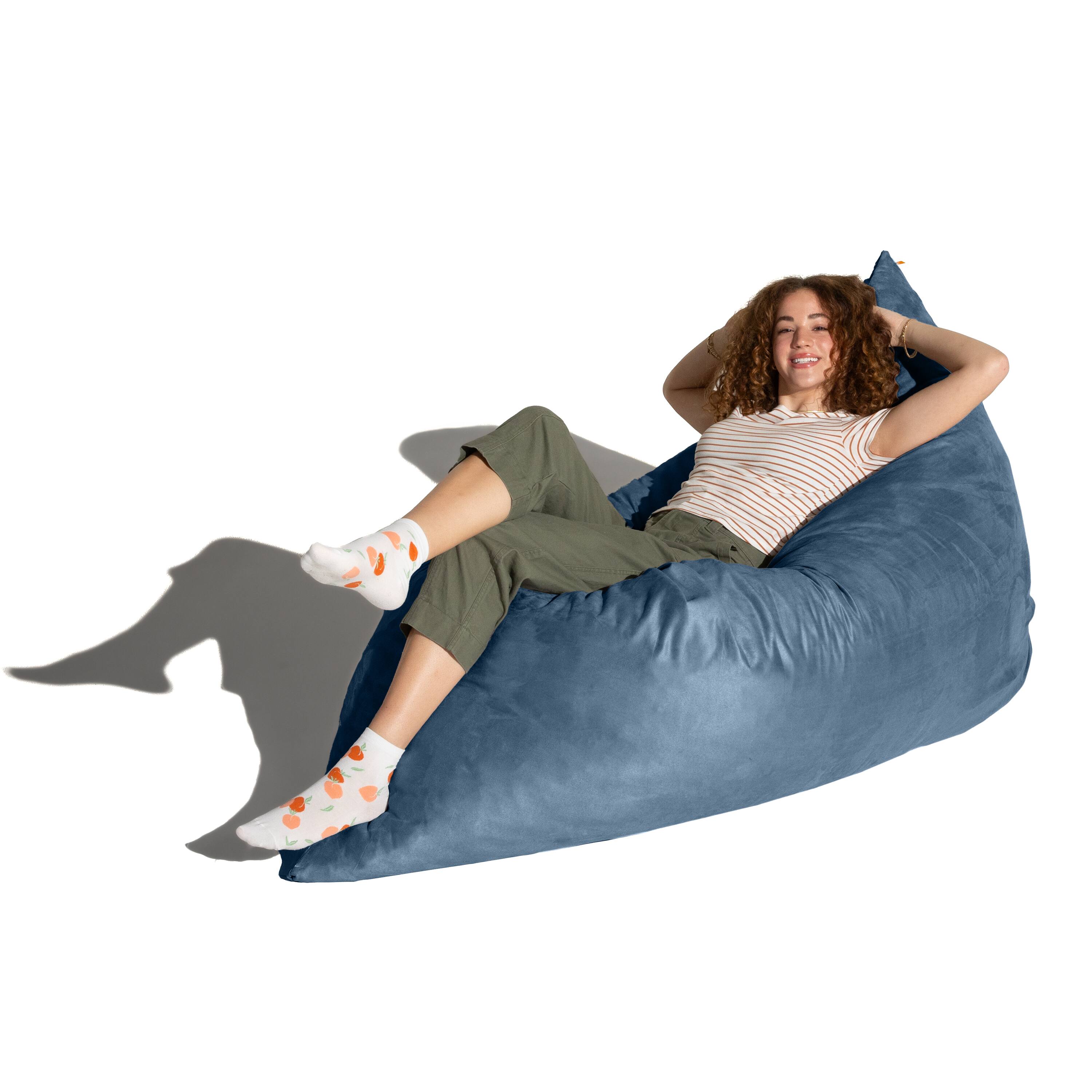 Angle. Jaxx - Jaxx Pillow Saxx 5.5-Foot - Huge Bean Bag Floor Pillow and Lounger, Navy - Navy.