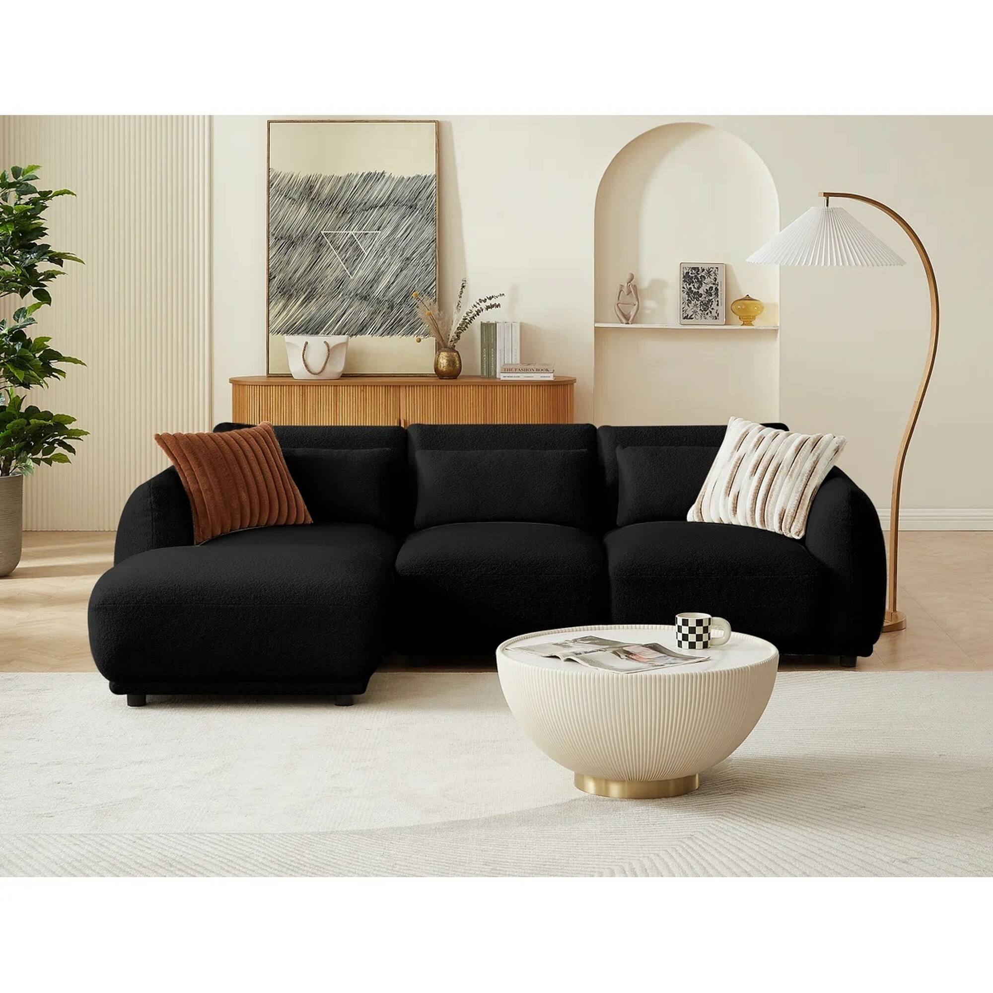 Alt View 1. Yardgrace - 4-Piece Upholstered Sectional Sofa – Stylish & Comfortable for Living Room - Black.