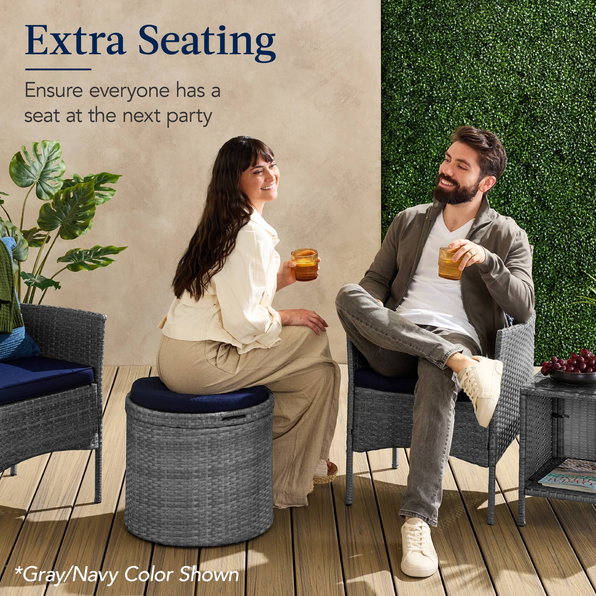 Extra Seating  
Ensure everyone has a seat at the next party  

*Gray/Navy Color Shown