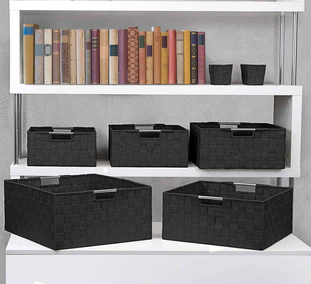Alt View 2. Sorbus - Sorbus 7 Piece Storage Baskets for Organizing , Mesh, Linen, Organizer Storage Baskets for Home or Office - Black.