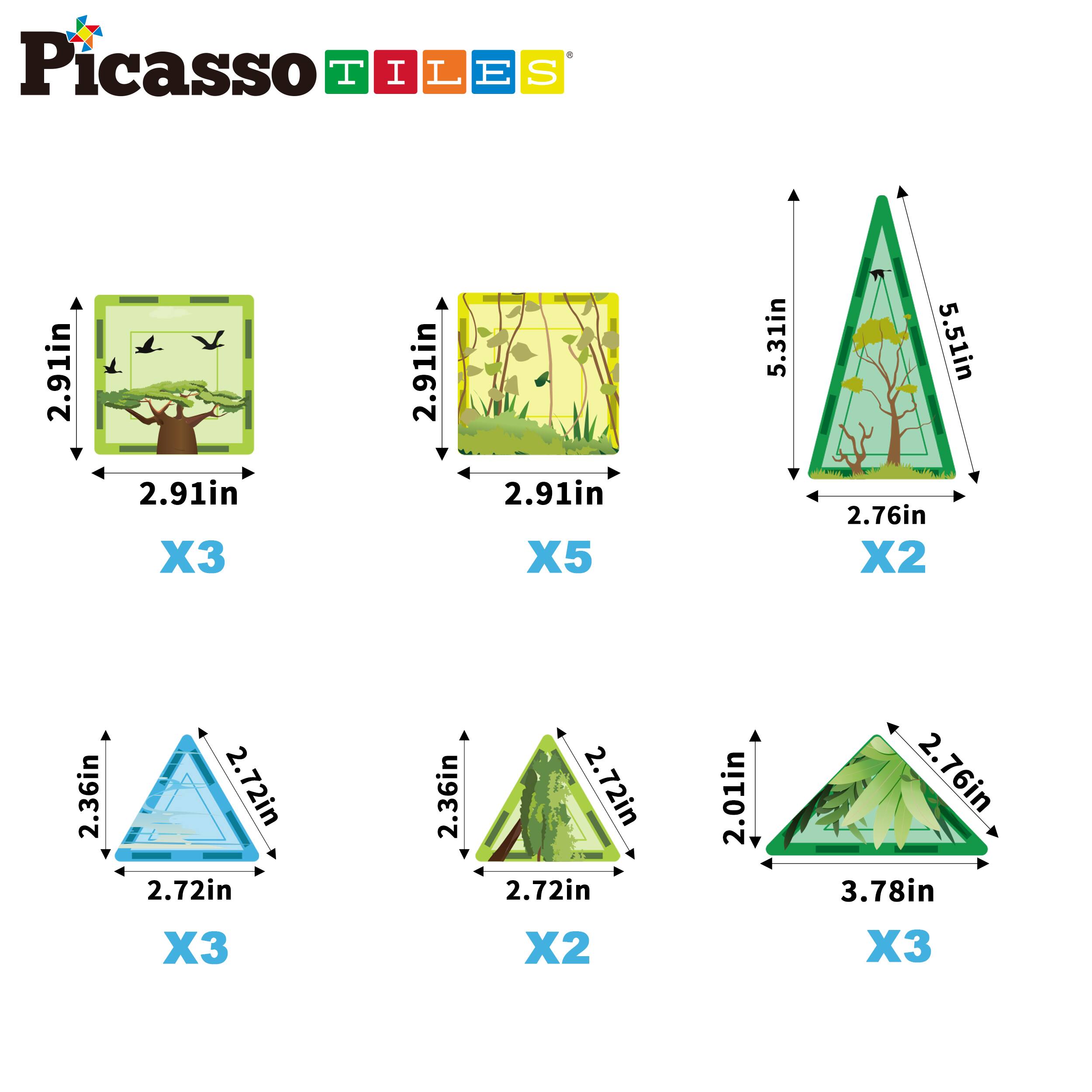 Picasso Tiles

- 2.91in x 2.91in x3
- 2.91in x 2.91in x5
- 5.31in x 5.51in x2
- 2.76in x 2.36in x2
- 2.72in x 2.72in x3
- 2.72in x 2.72in x2
- 2.01in x 2.76in x3
- 3.78in x3