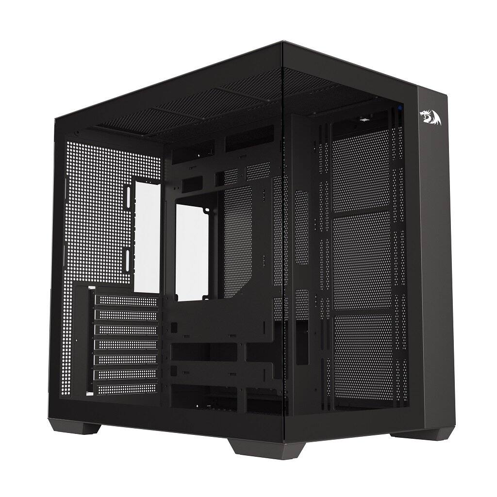Front. REDRAGON - SCALPEL GC-623 ATX 270 degree Full View Side Tempered Glass Gaming PC Case - Black.
