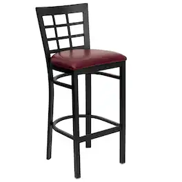 Flash Furniture - HERCULES Series Black Window Back Metal Restaurant Barstool - Vinyl Seat - Burgundy