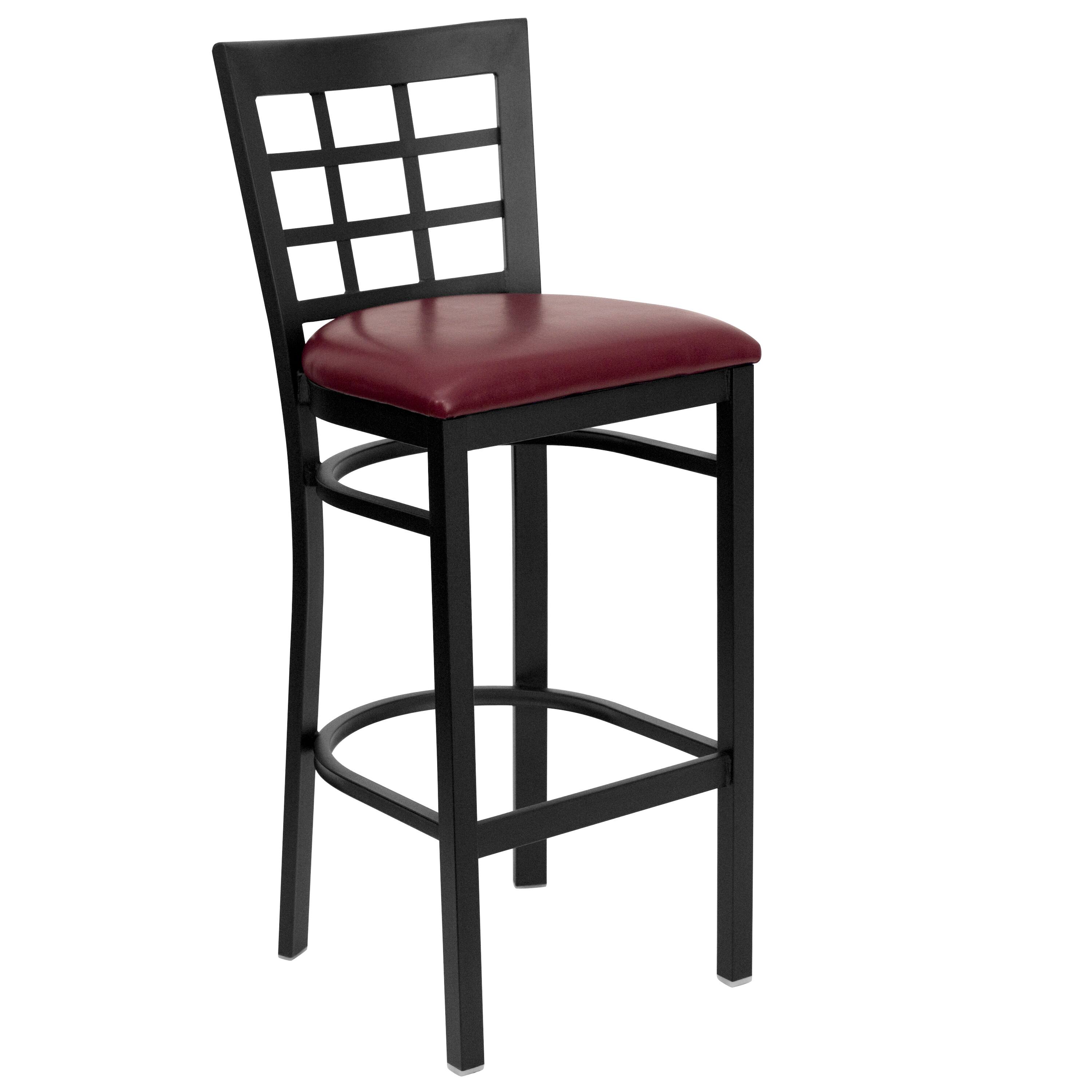 Burgundy Vinyl Seat/Black Metal Frame