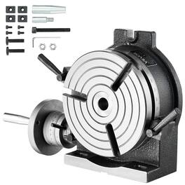 VEVOR - Horizontal Vertical Rotary Table 8 in Precision Milling Rotary Table, with T-Slot & Graduated Scale,Worm Gear Adjustment - Silver