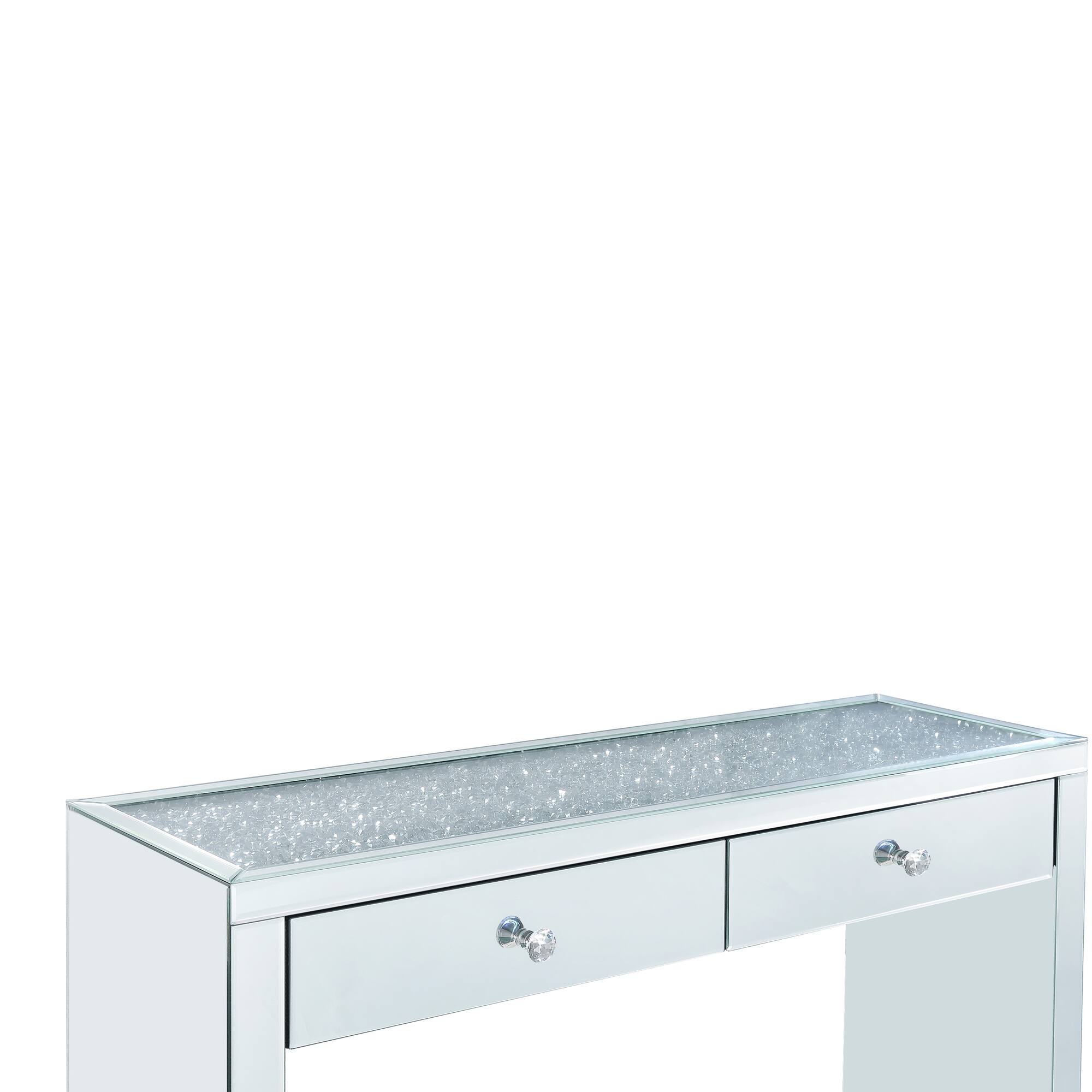 Alt View 3. Manhattan Lane - Wooden Console Table with 2 Storage Drawers and Faux Diamond Inlay - Silver.