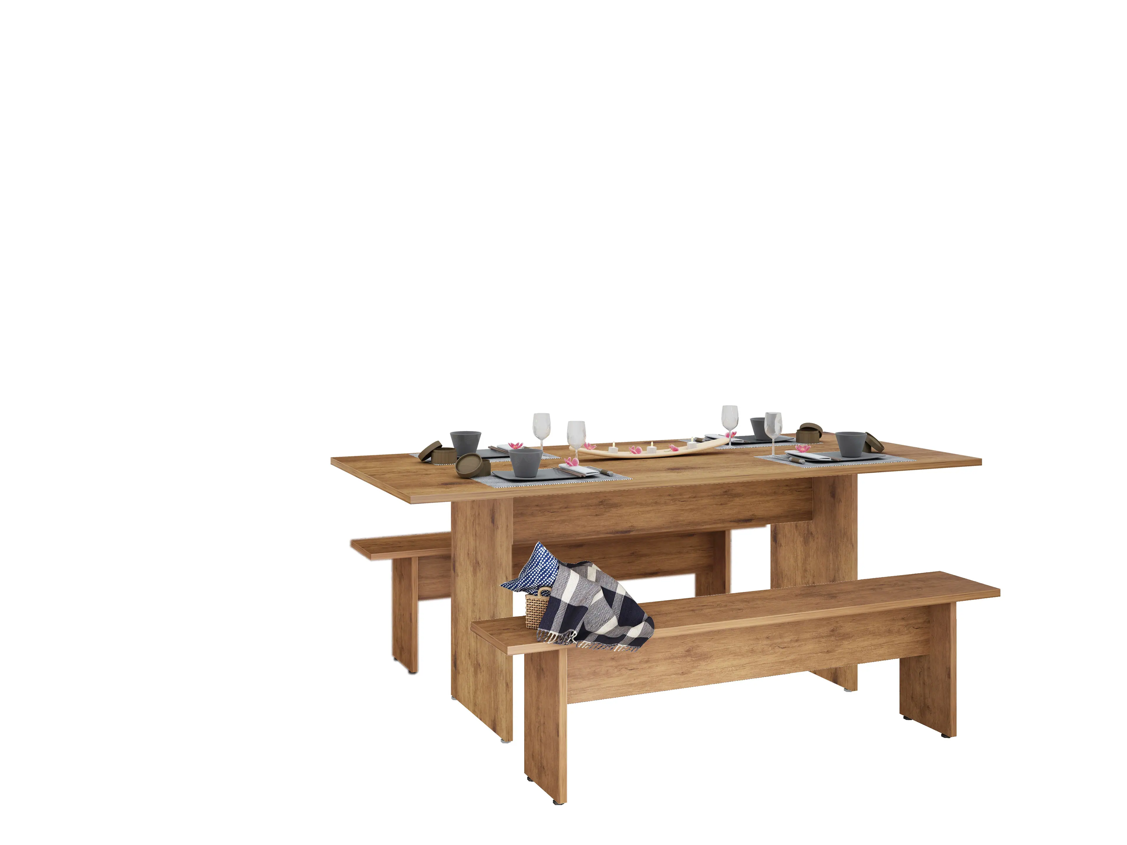 Back. Manhattan Comfort - Nomad Modern 3-Piece Dining Table Set - Natural.