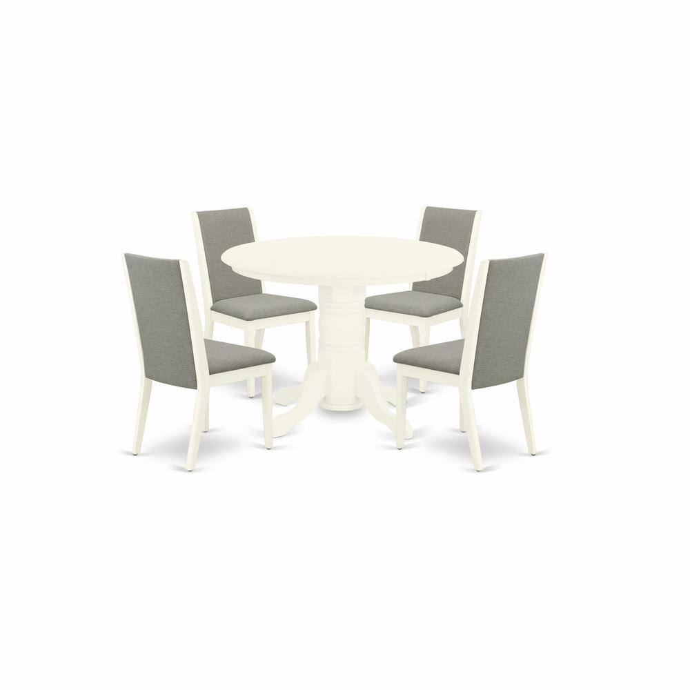 Back. East West Furniture - Dining Room Set Linen White - Brown.