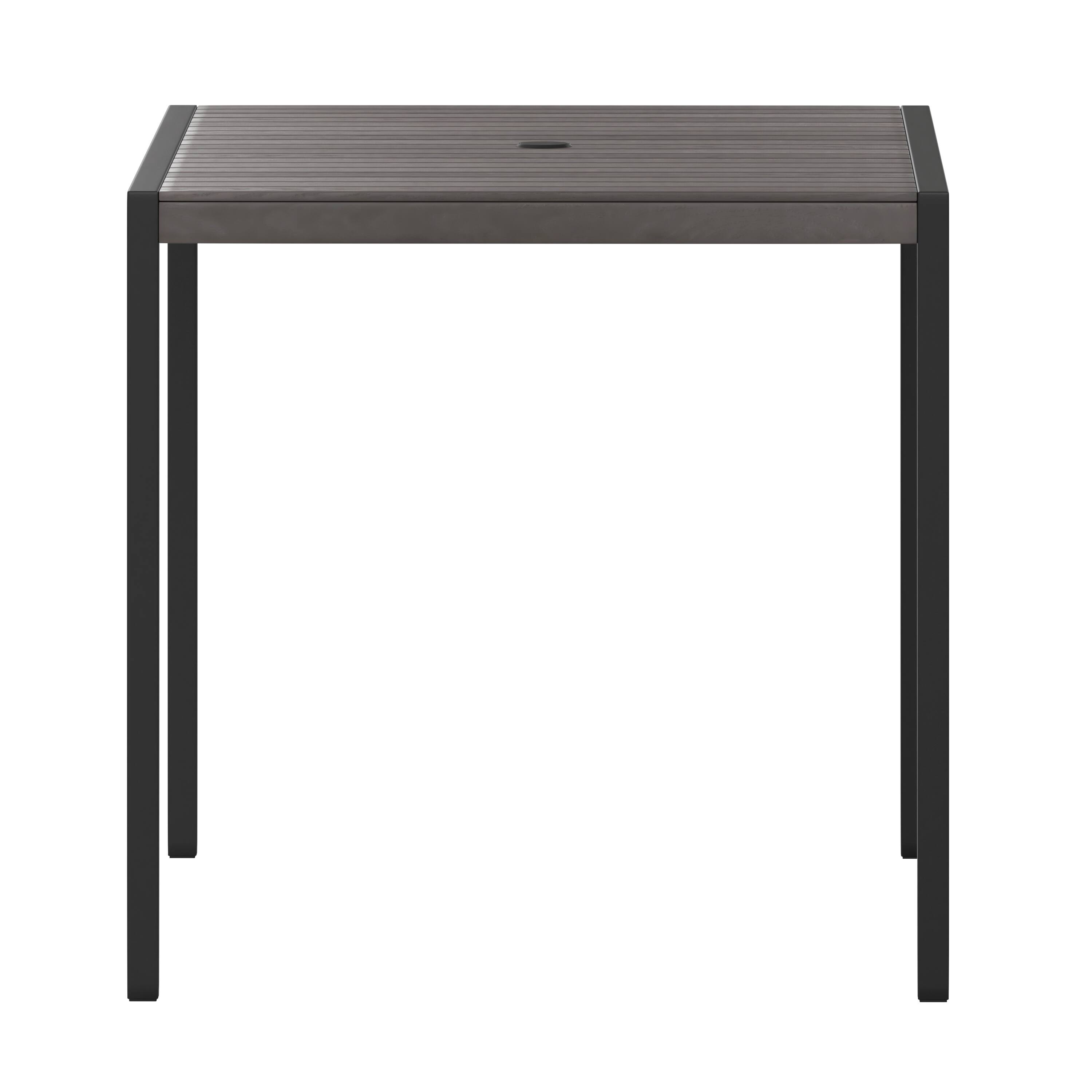 Alt View 7. Emma + Oliver - All-Weather Faux Teak Patio Dining Table with Steel Frame - Seats 4 - Gray Wash Teak.