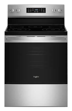 Whirlpool - 30 in. Wide 5 elements 5.3 cu. ft. Freestanding Electric Range with Air Cooking Technology and Steam Clean - Stainless Steel