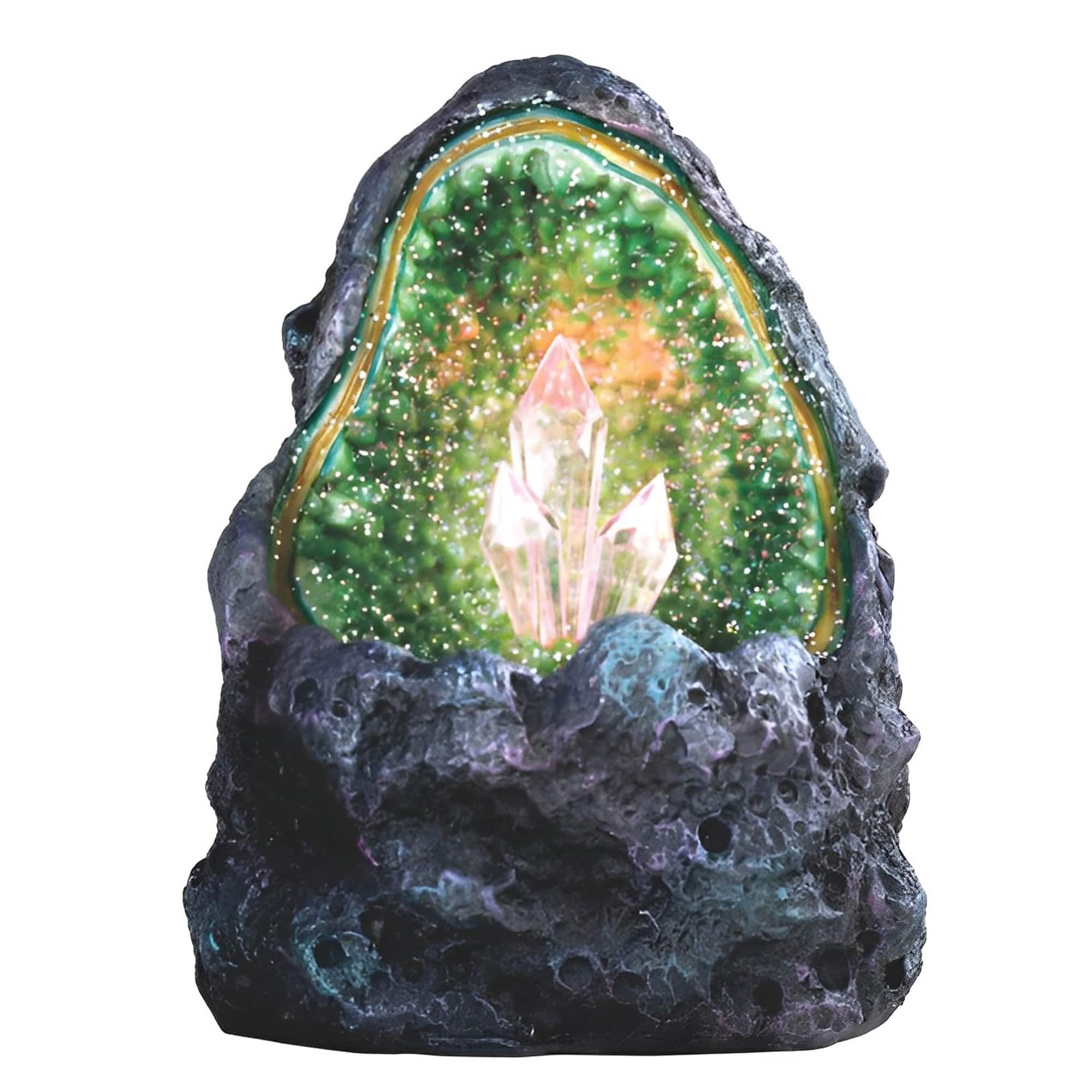 FC Design - 5"H Faux Crystal Cave Rock Geode with LED Figurine Statue Office Desk Tabletop Home Decor Gift - Multi-Color