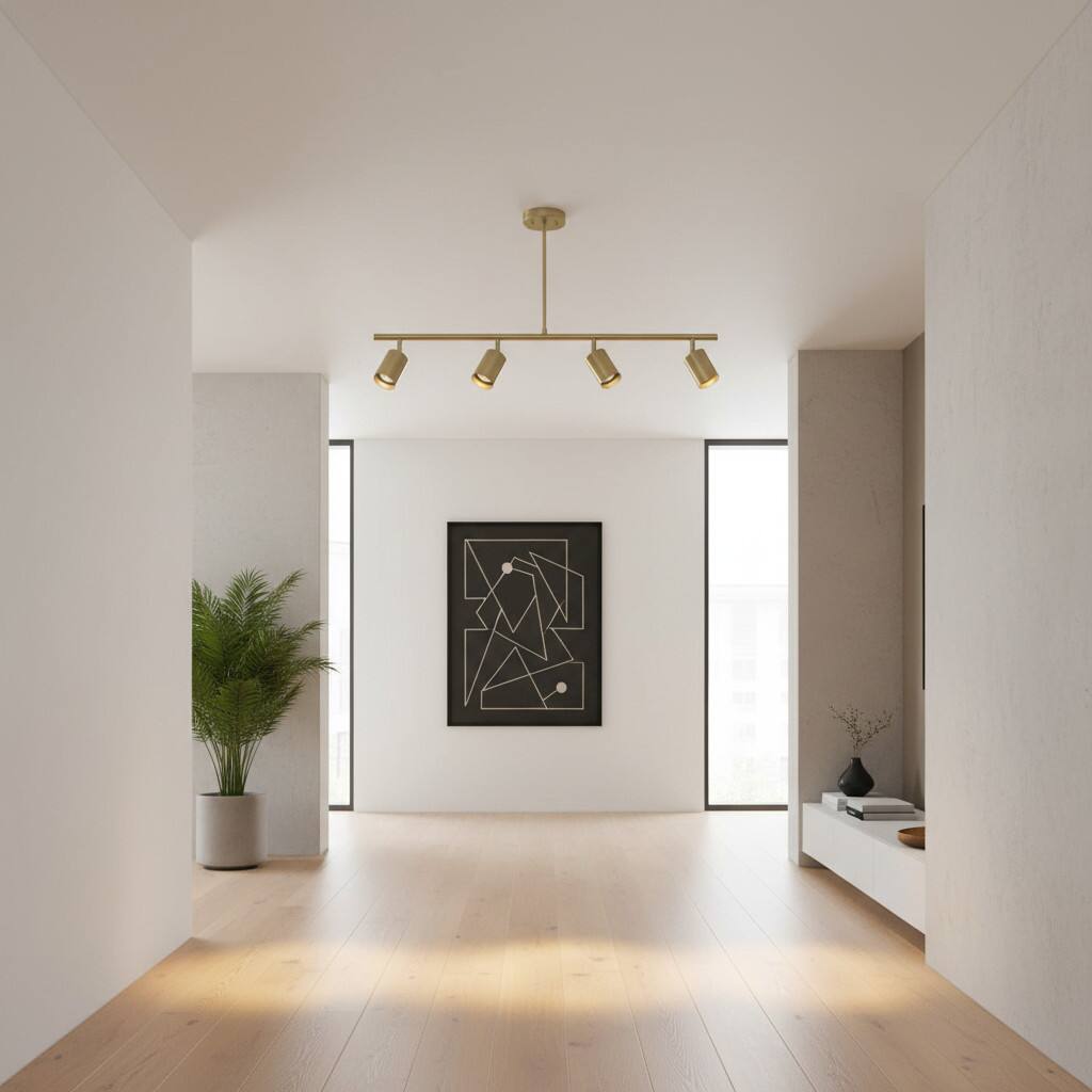 Back. Dazzed Corner - 4-Light Adjustable Height Track Lighting - Gold.