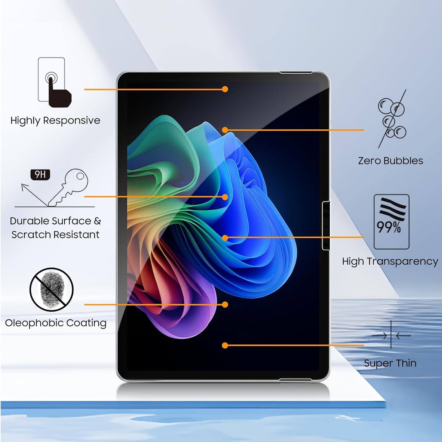 Highly Responsive, Zero Bubbles, Durable Surface & Scratch Resistant, 99% High Transparency, Oleophobic Coating, Super Thin