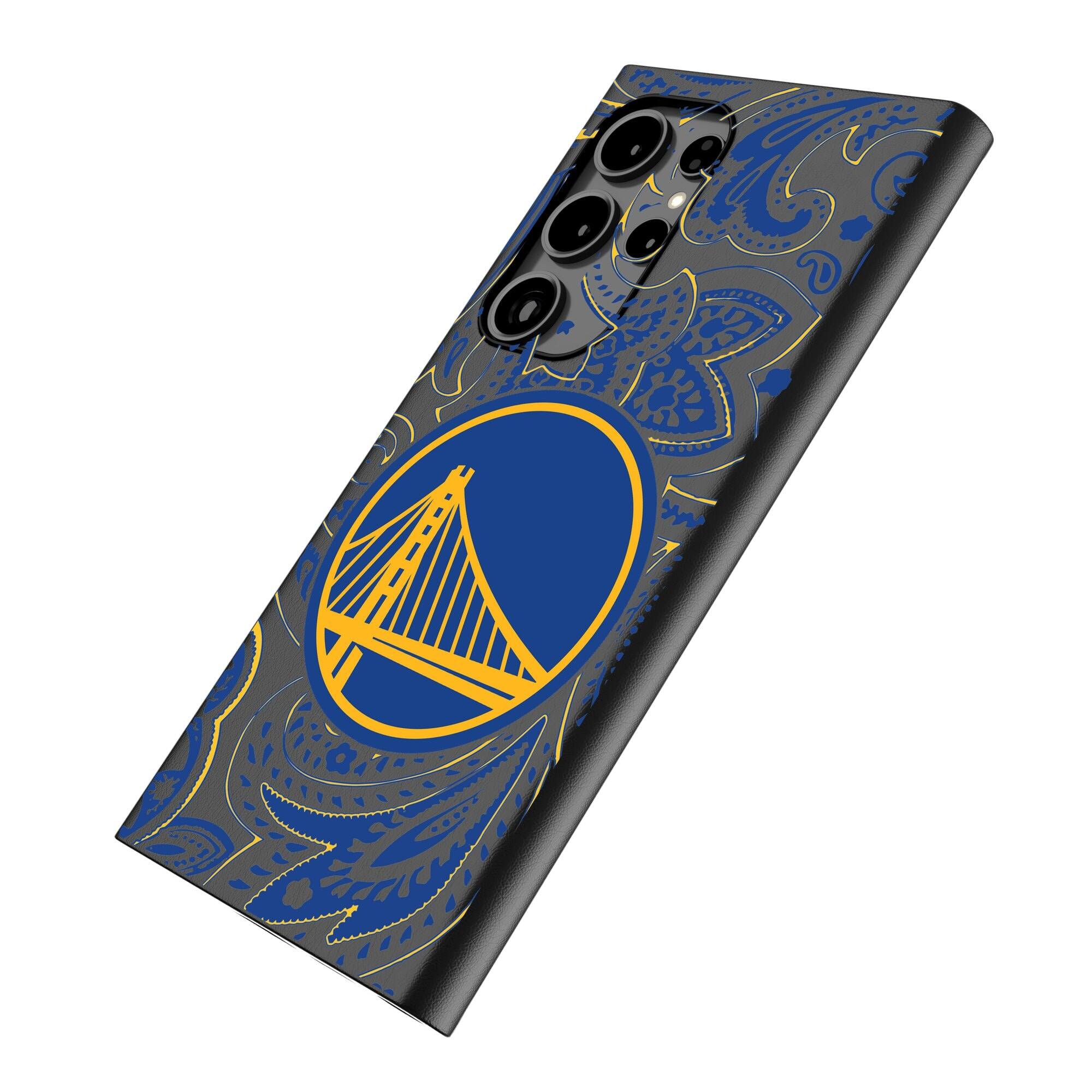 Alt View 1. Keyscaper - Golden State Warriors Paisley Galaxy Magnetic Bump Case - S24 Ultra - Black.