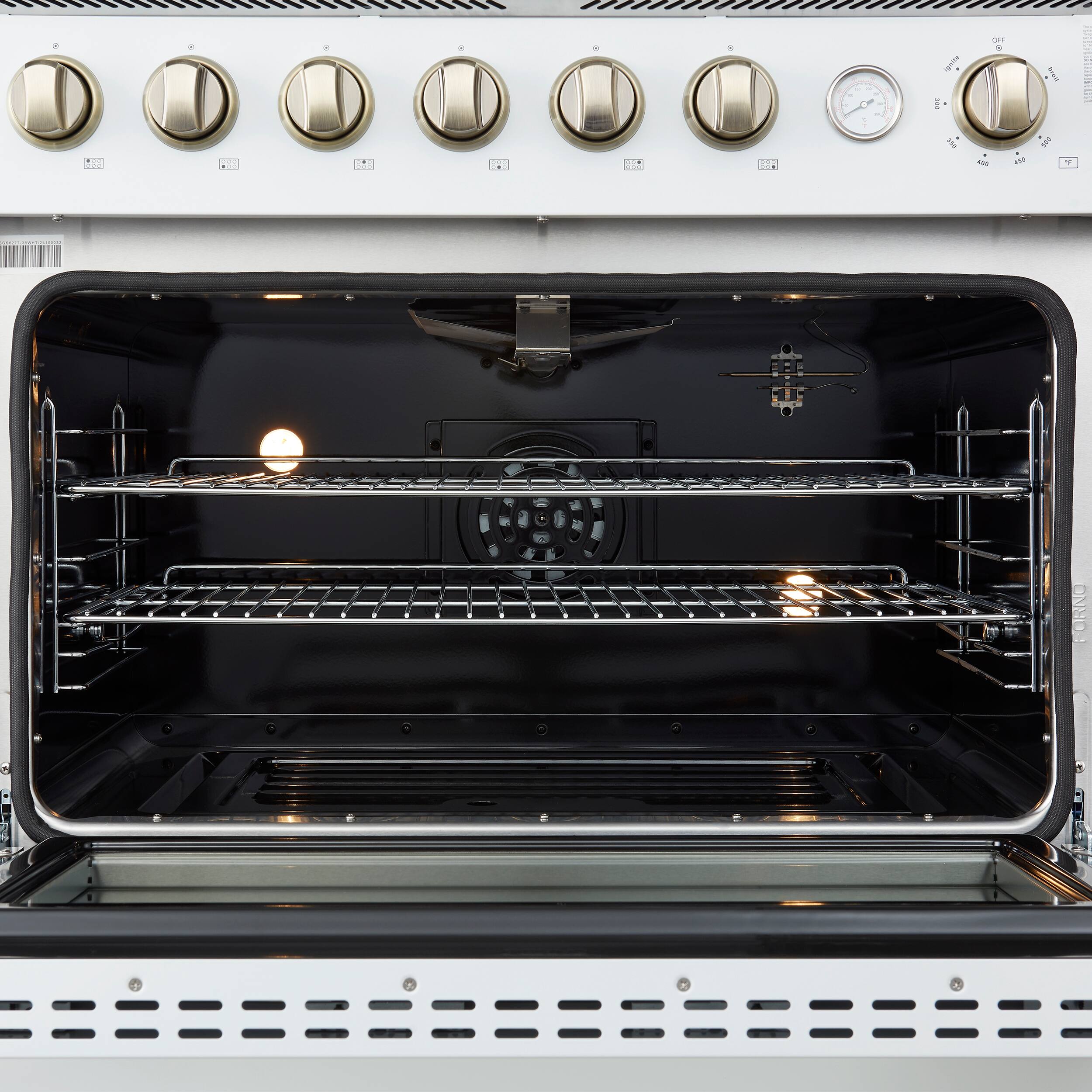 Alt View 2. Forno Appliances - Marco 5.36 Cu. Ft. Freestanding Gas Convection Range with Hidden Bake Element - White.